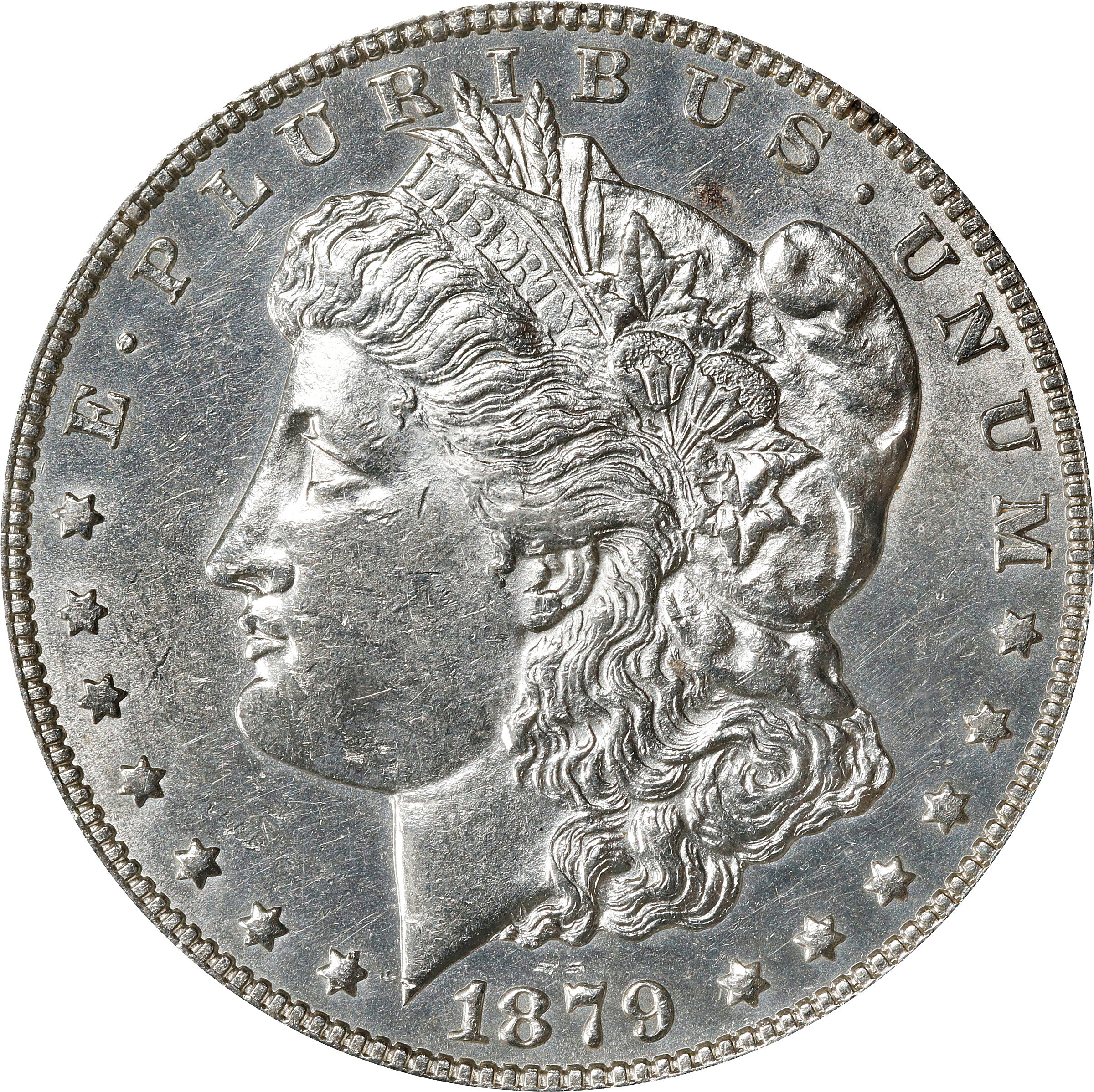 1879-S Morgan Silver Dollar. VAM-52. Top 100 Variety. Reverse of 1878. AU-55 (ANACS).