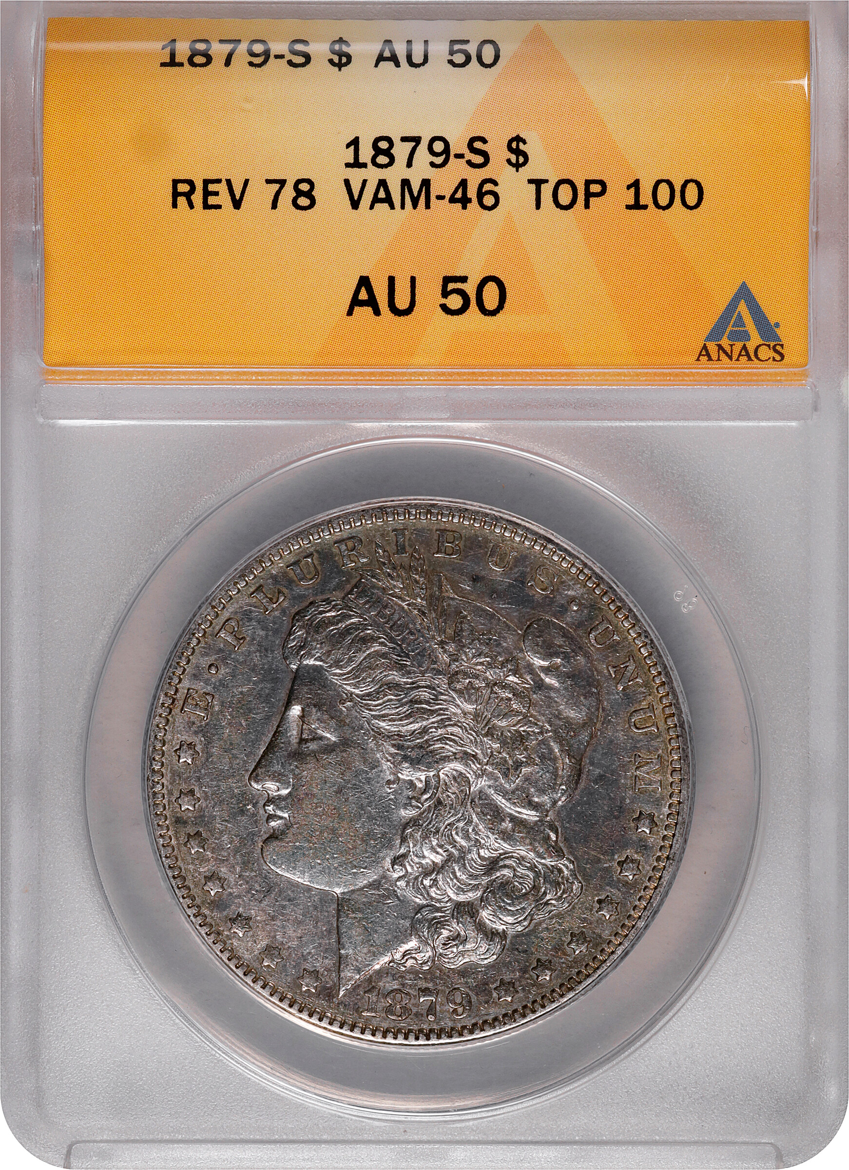 1879-S $1  Reverse of 1878, VAM-46 AU50 thumbnail 3