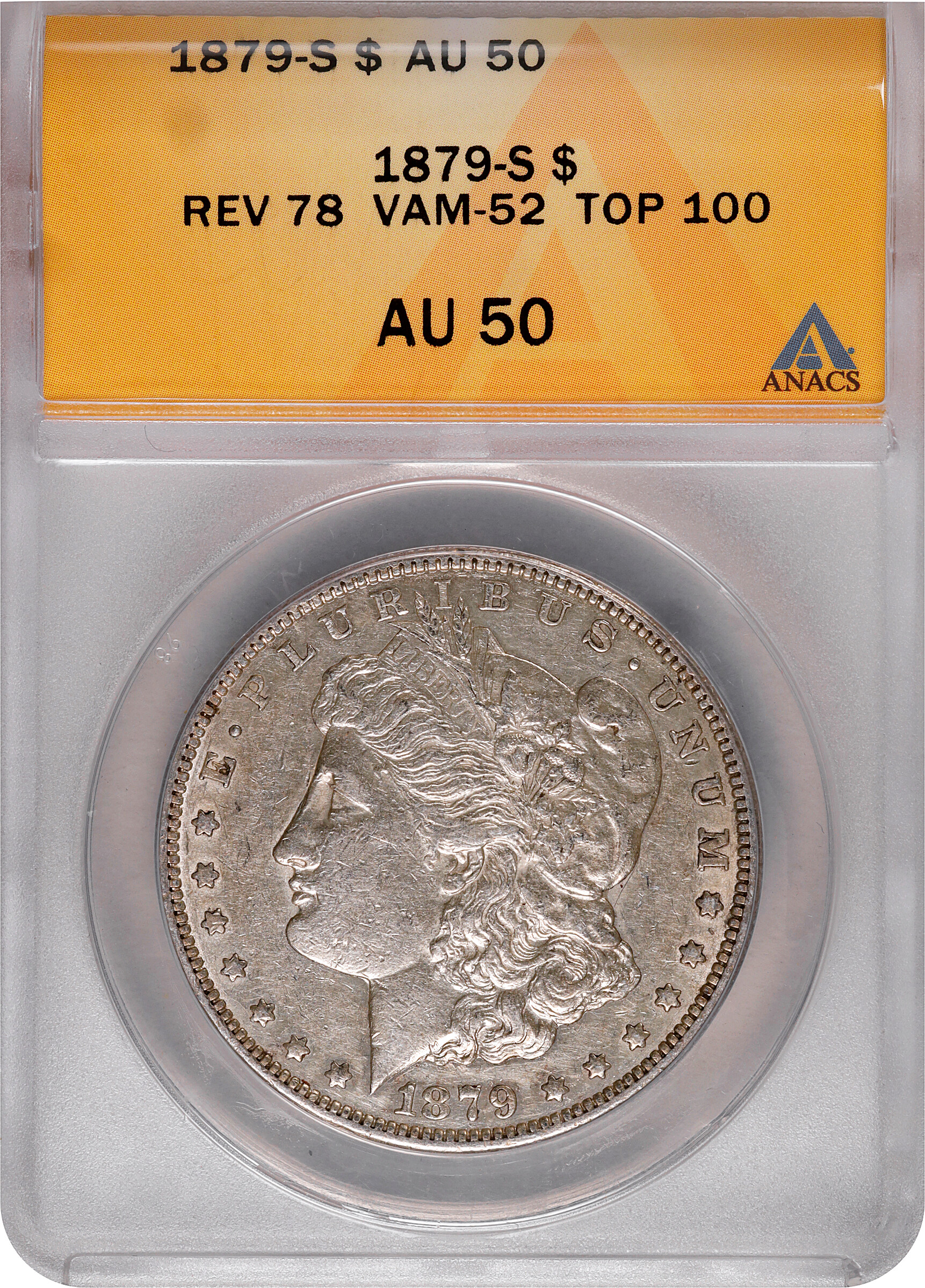 1879-S $1  Reverse of 1878, VAM-52 AU50 thumbnail 3