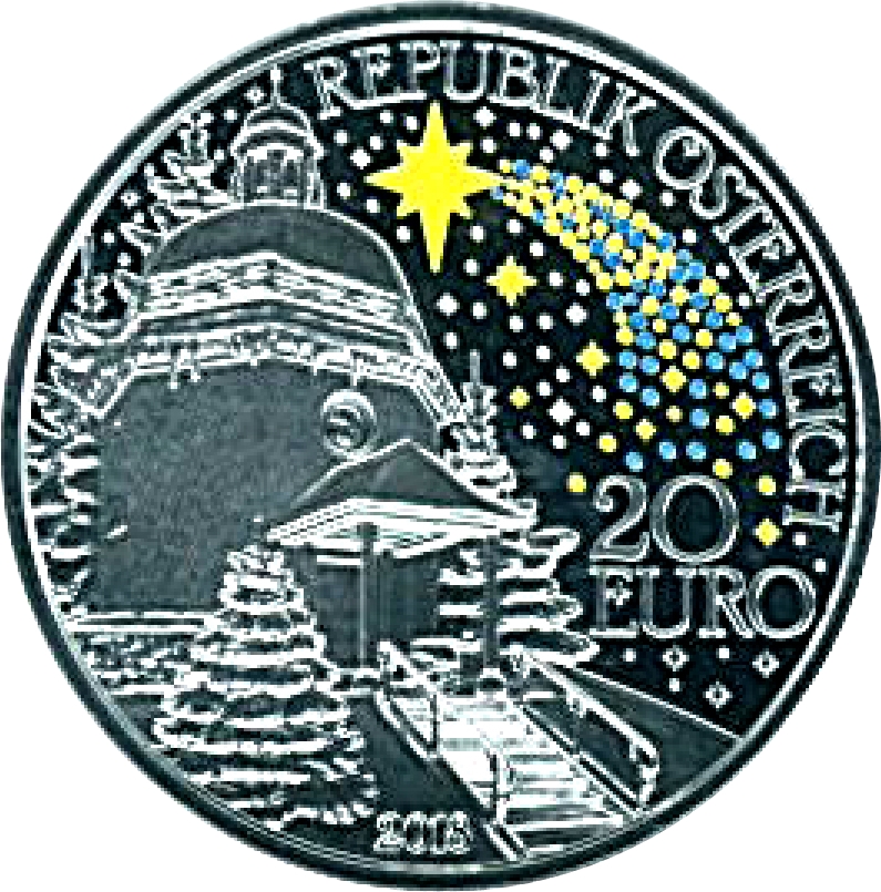 2018 20 Eu Proof with color printing lightening in the dark PR