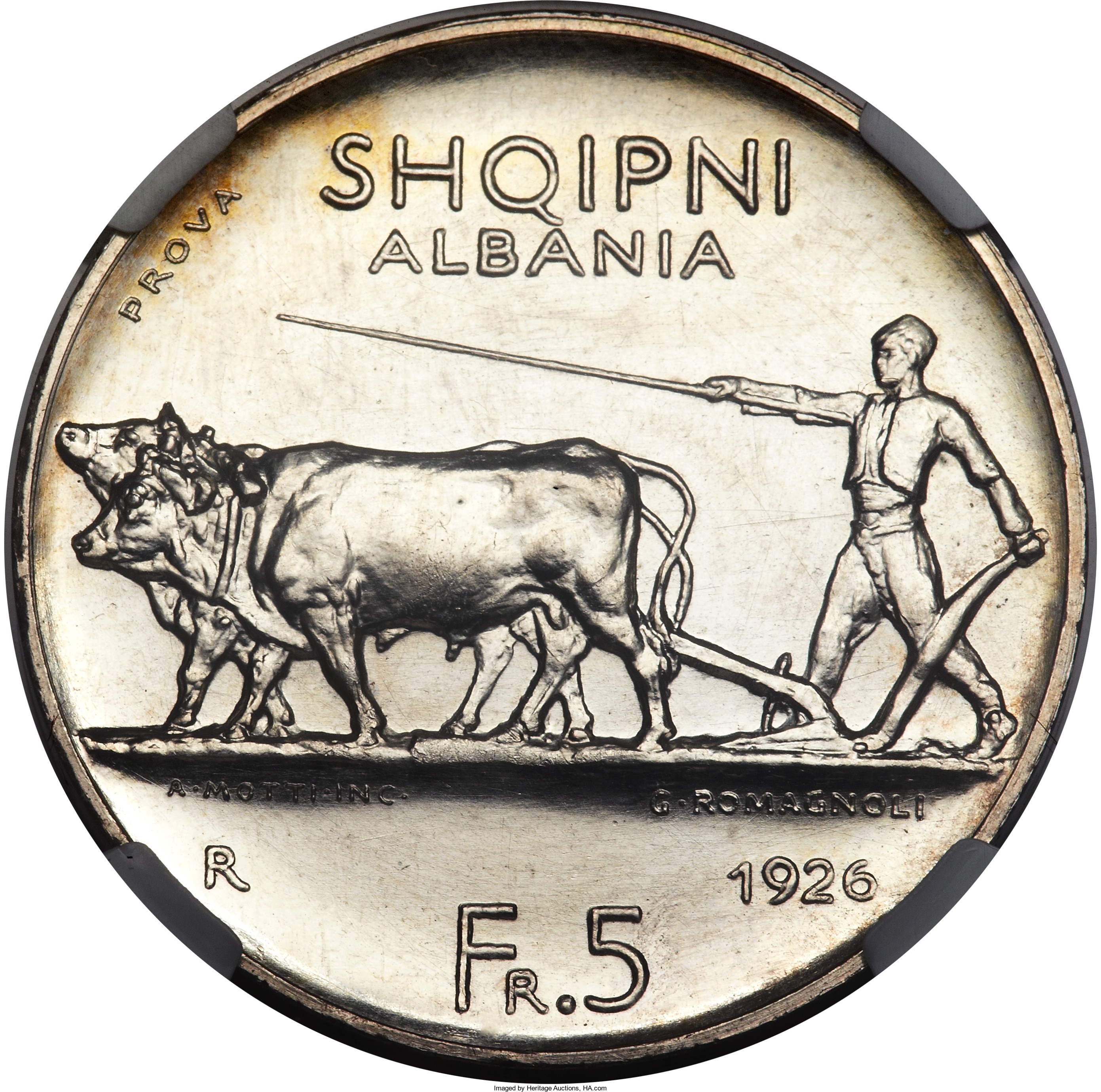 1926 5 Fr Ar No star on obverse PR