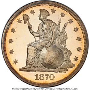 image for: 1870 $1 Standard Silver Dollar, Judd-1008, Pollock-1141, High R.7, PR66 Deep Cameo PCGS. CAC....