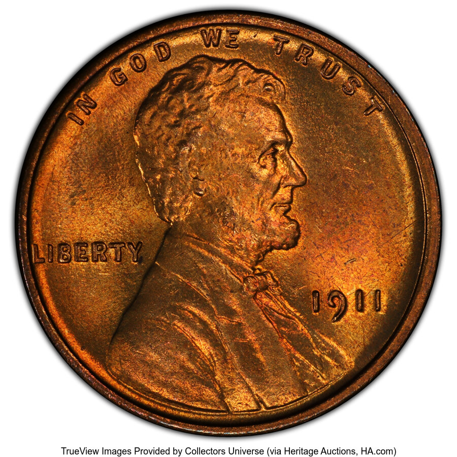 1911 1C MS66 Red PCGS. CAC. PCGS Population: (128/22). NGC Census: (36/1). CDN: $950 Whsle. Bid for NGC/PCGS MS66. Mintage ...