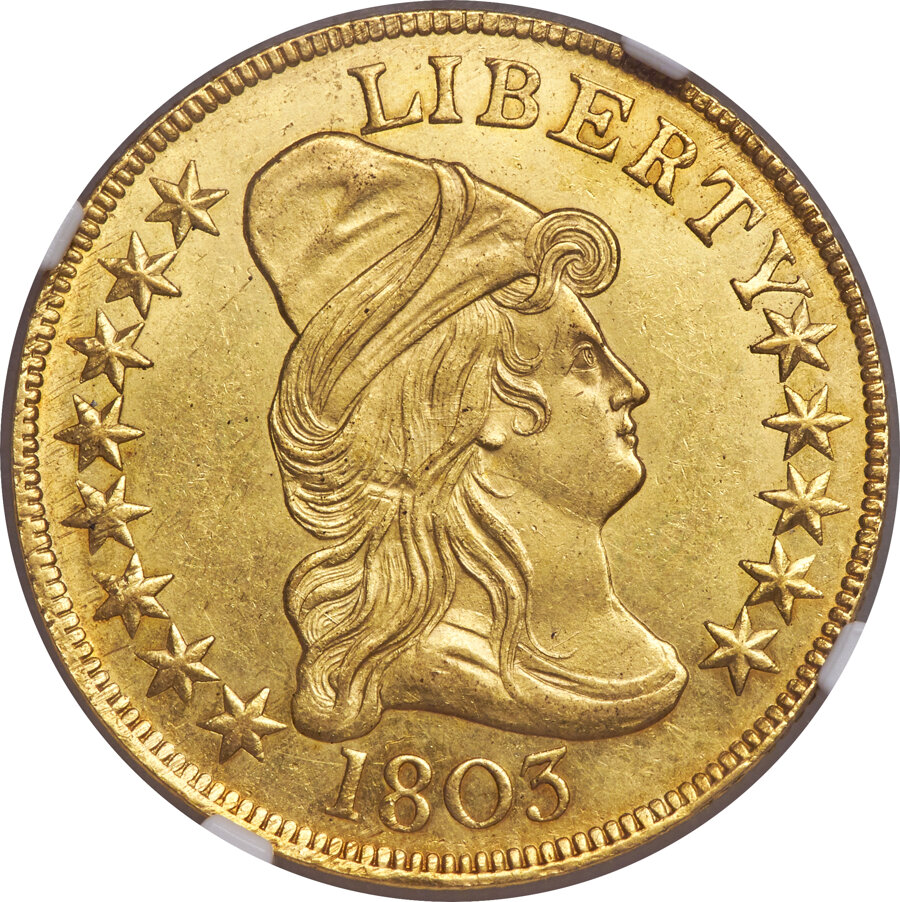 1803 $10 Small Reverse Stars, BD-3, R.4, MS62 NGC....
