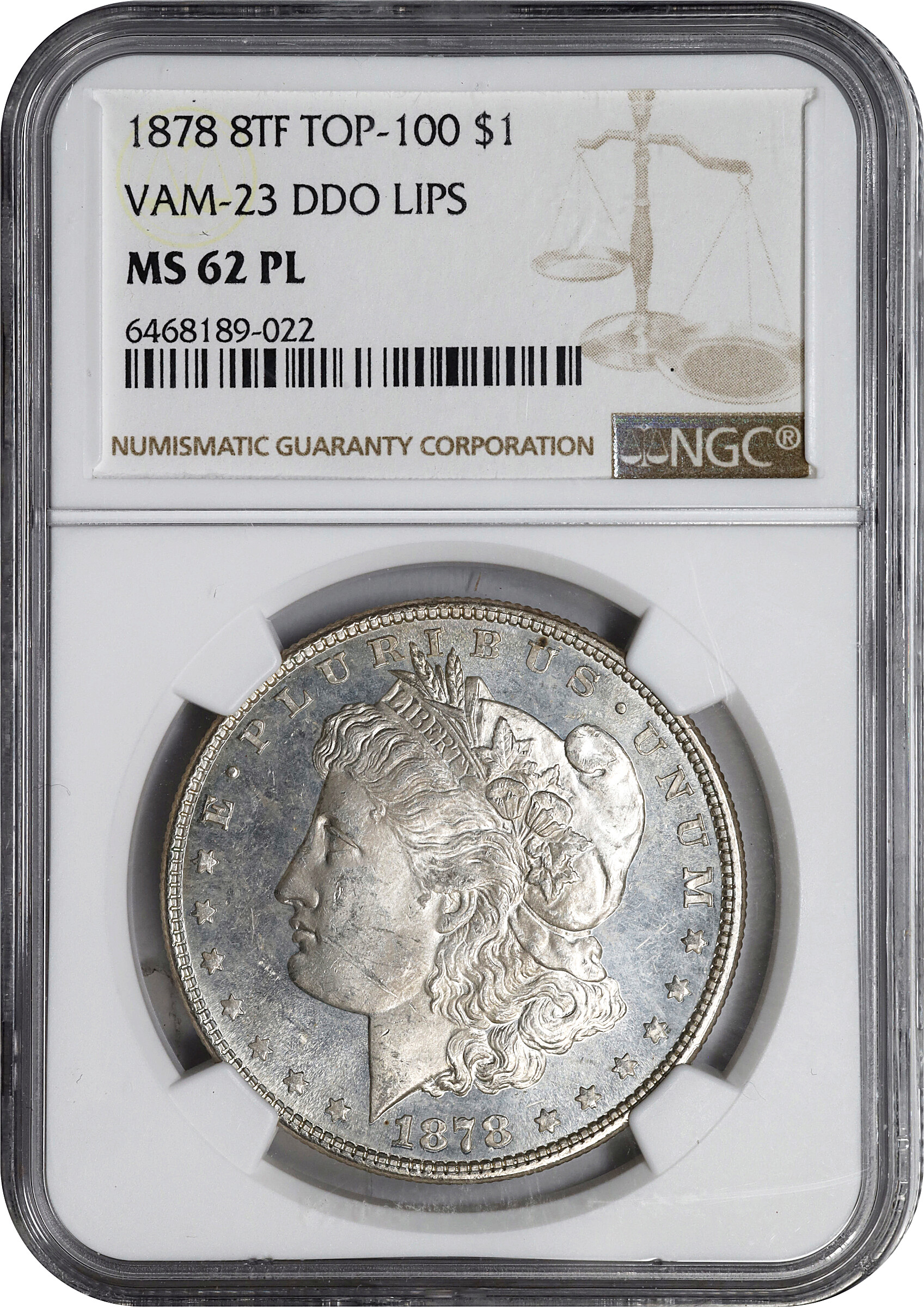 1878 8TF $1  Crazy Lips, VAM-23 MS PL MS62 PL thumbnail 20