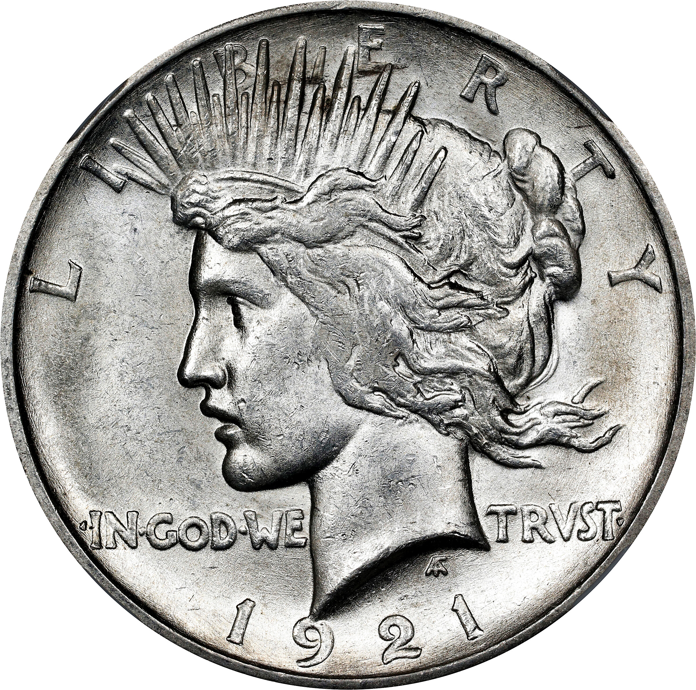 1921 Peace Silver Dollar. High Relief. VAM-3. Top 50 Variety. Ray Through L. MS-63 (NGC).