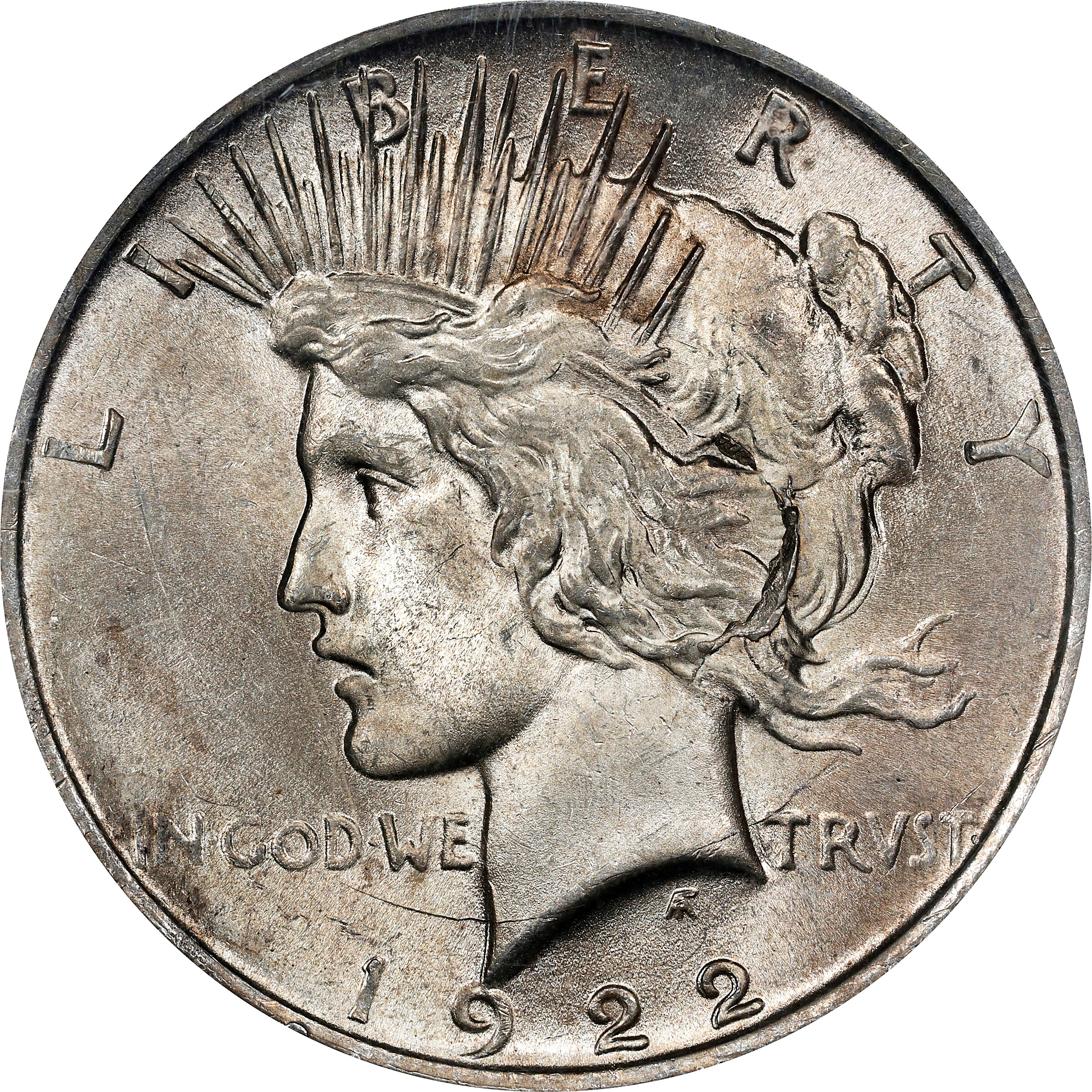 1922 Peace Silver Dollar. VAM-2C. Top 50 Variety. Late Die State. Extra Hair. MS-64 (NGC).