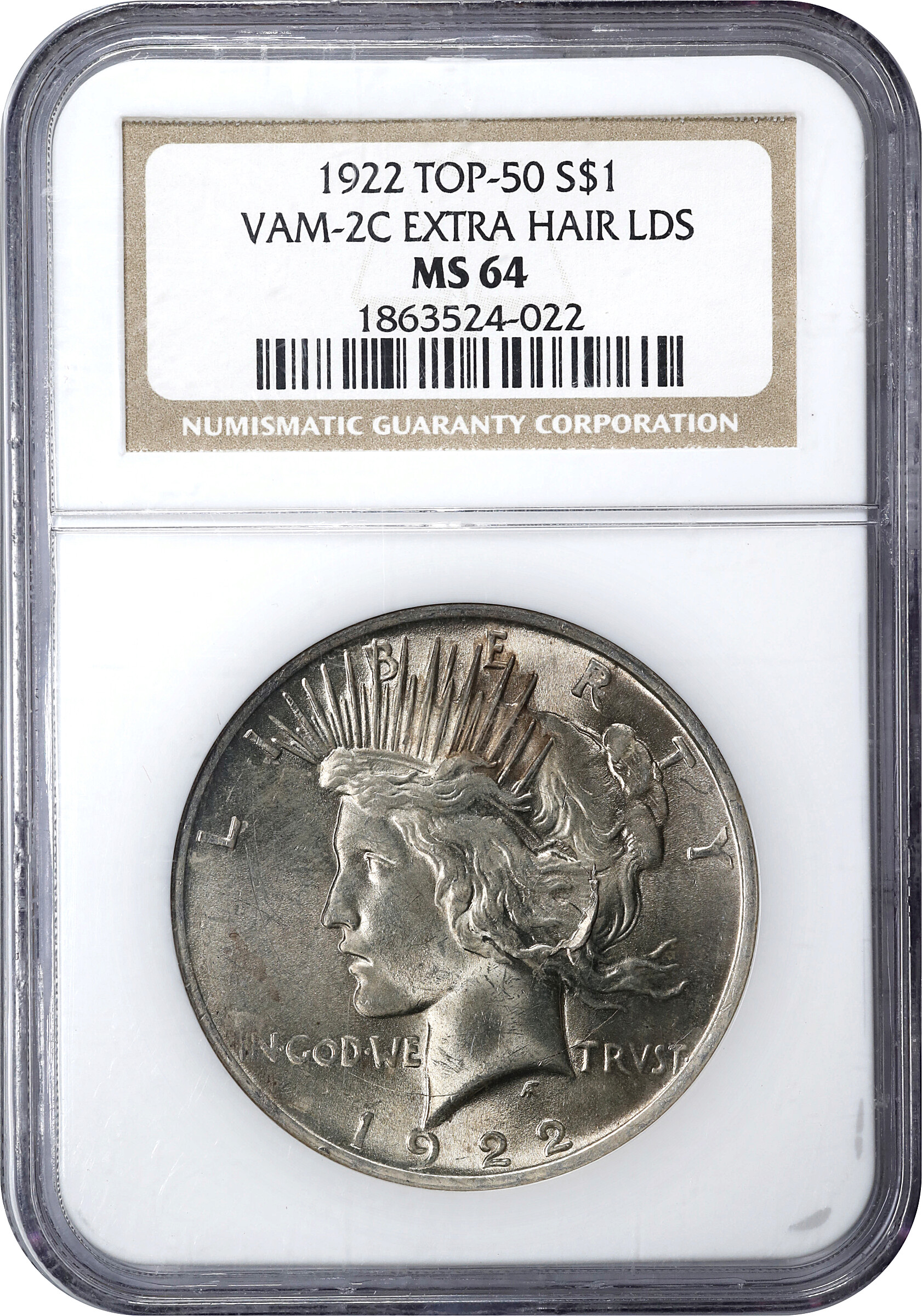 1922 $1  Extra Hair, VAM-2C1 MS64 thumbnail 3