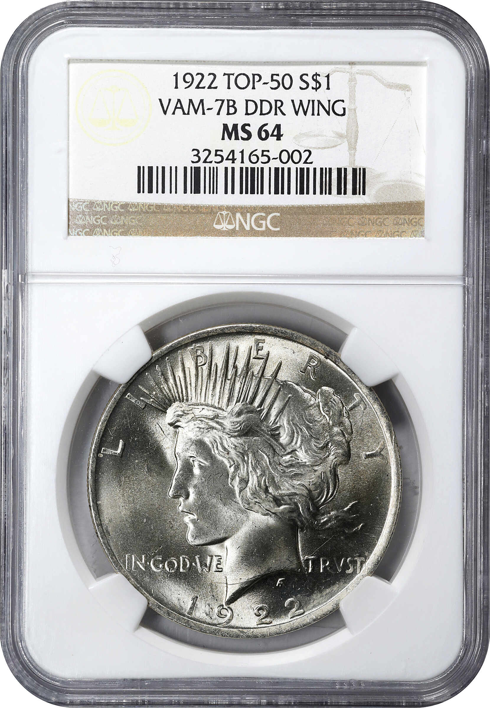 1922 $1  Doubled Wing, Die Pair 1, VAM-7.1 MS64 thumbnail 5