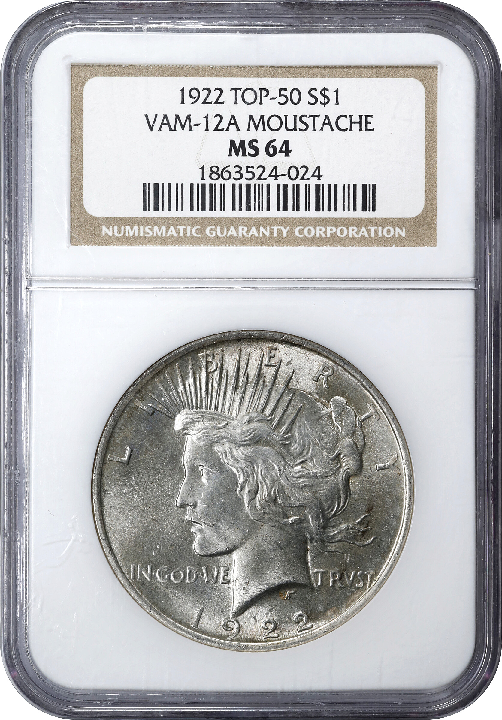 1922 $1  Moustache, VAM-12A MS64 thumbnail 3