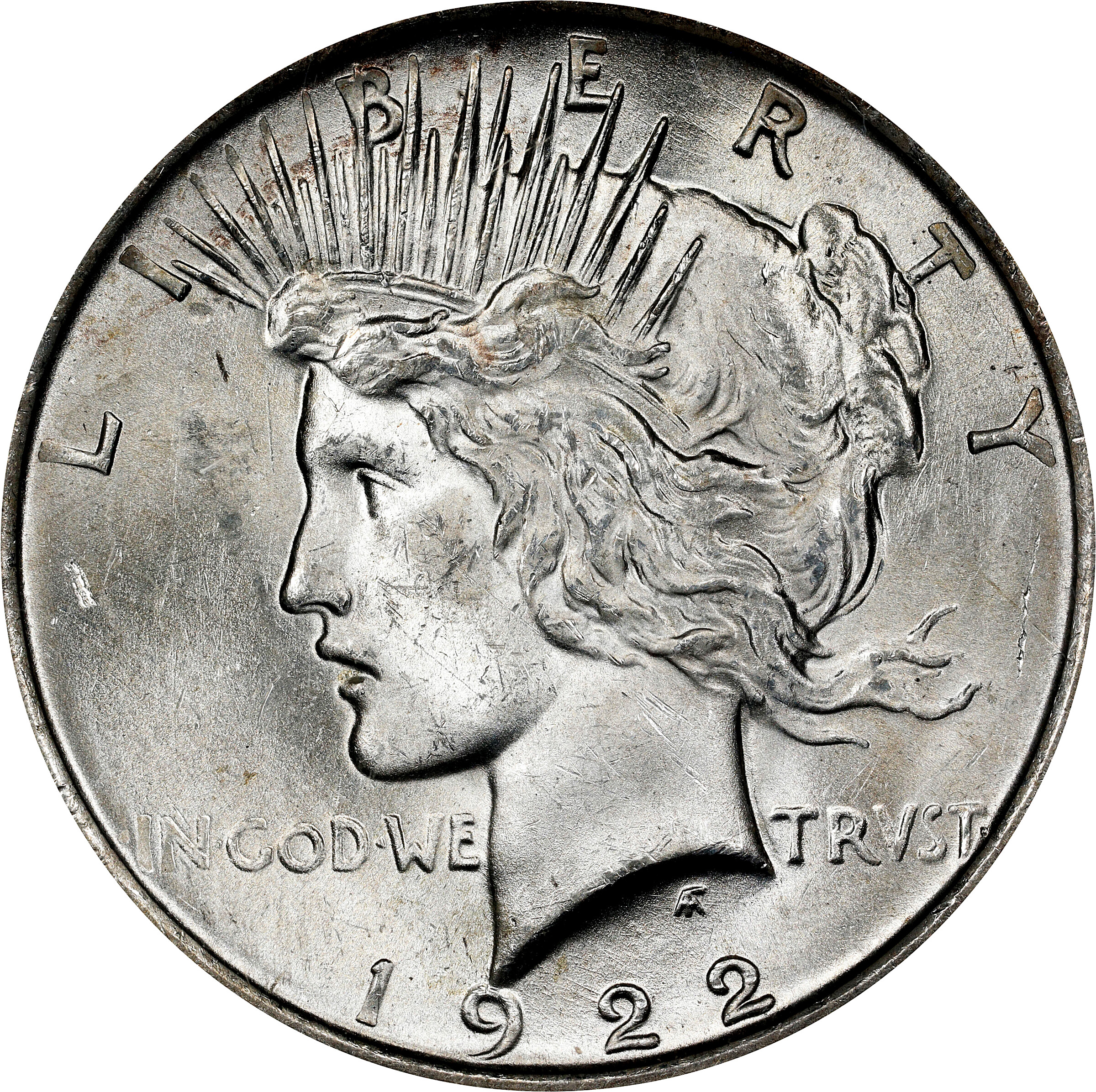 1922 Peace Silver Dollar. VAM-5. Top 50 Variety. Tripled Die Reverse, Tripled Leaves. MS-63 (NGC).