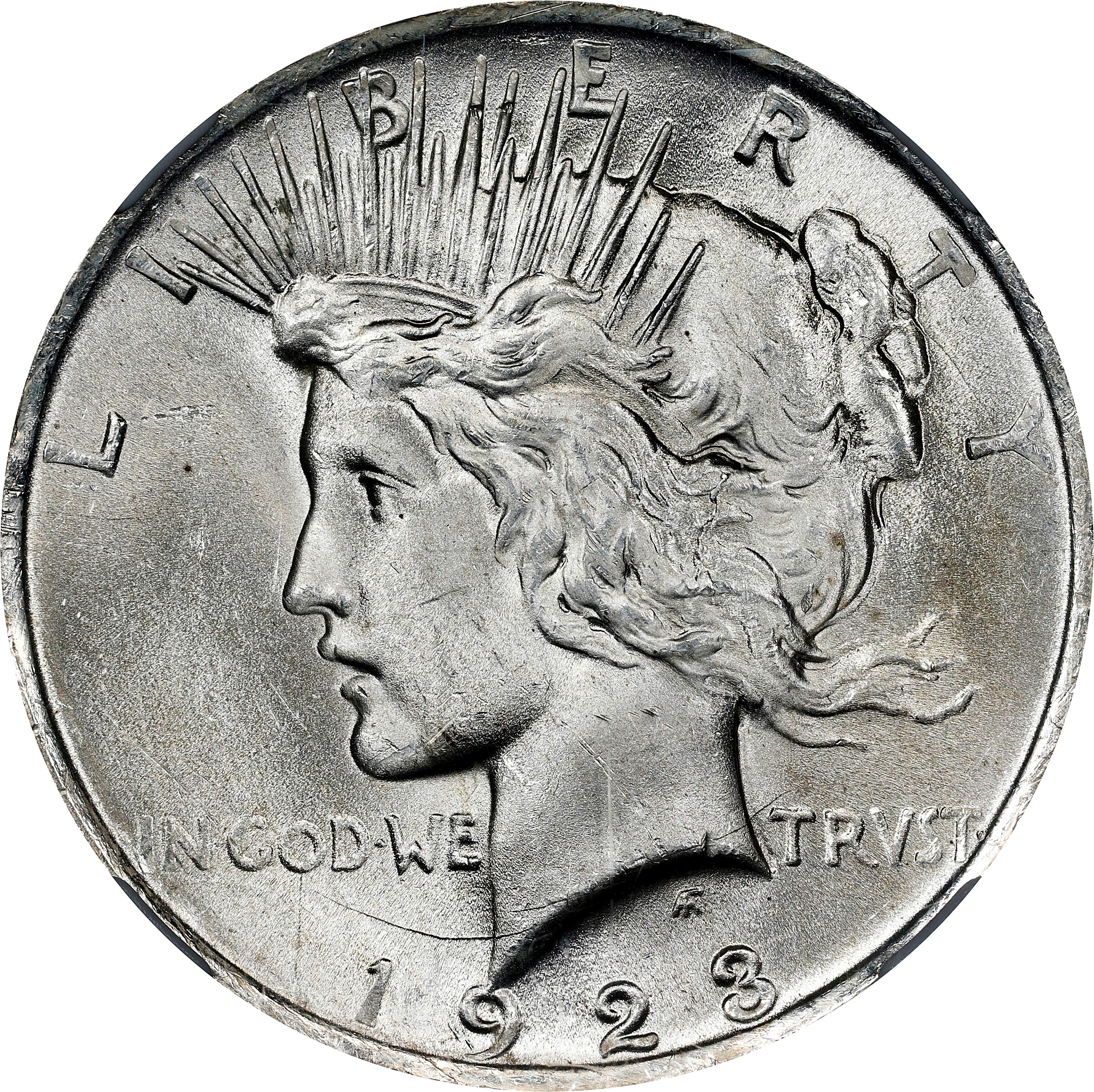 1923 Peace Silver Dollar. VAM-1B. Top 50 Variety. Extra Hair. MS-65 (NGC).