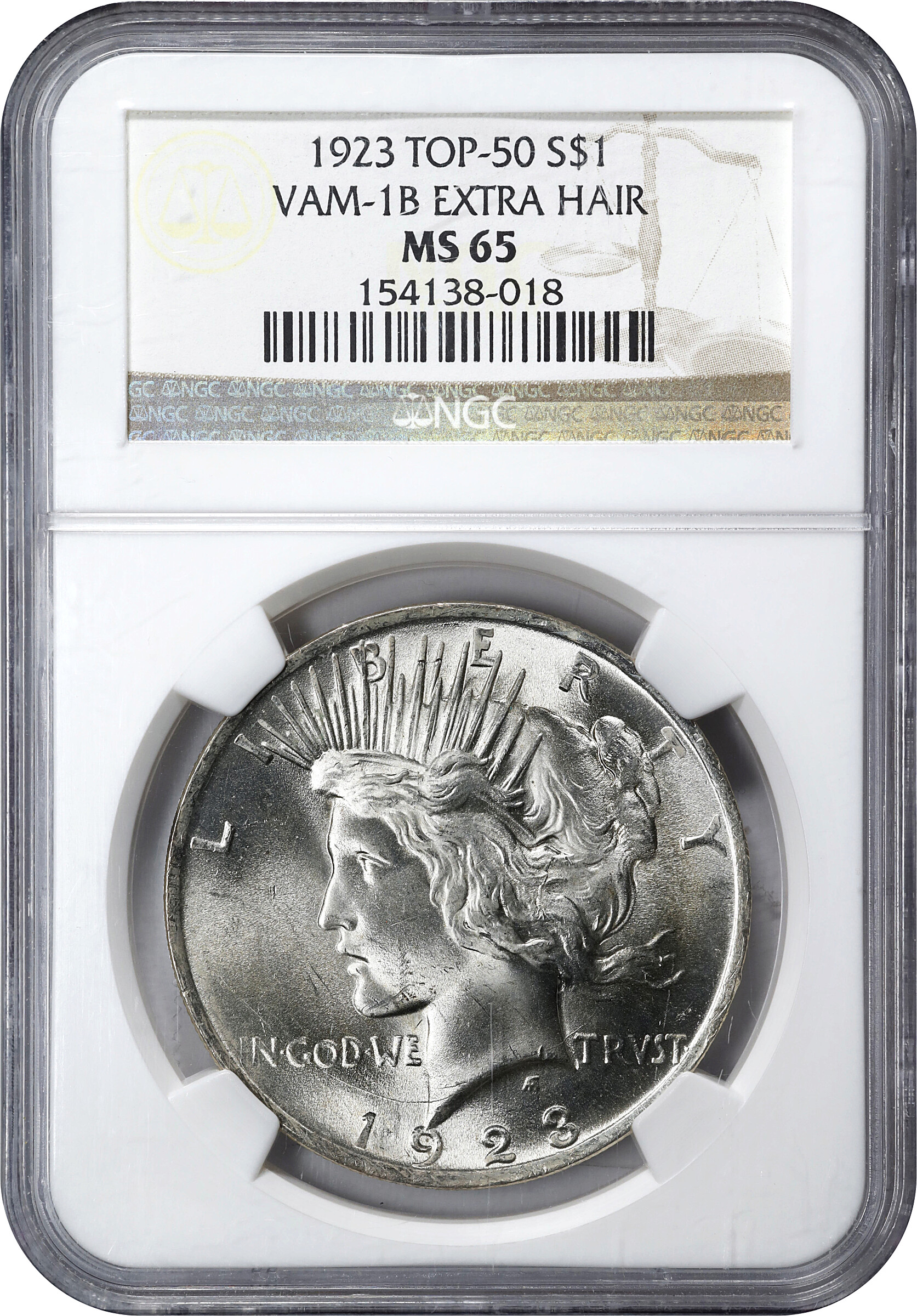 1923 $1  Extra Hair, VAM-1B MS65 thumbnail 3