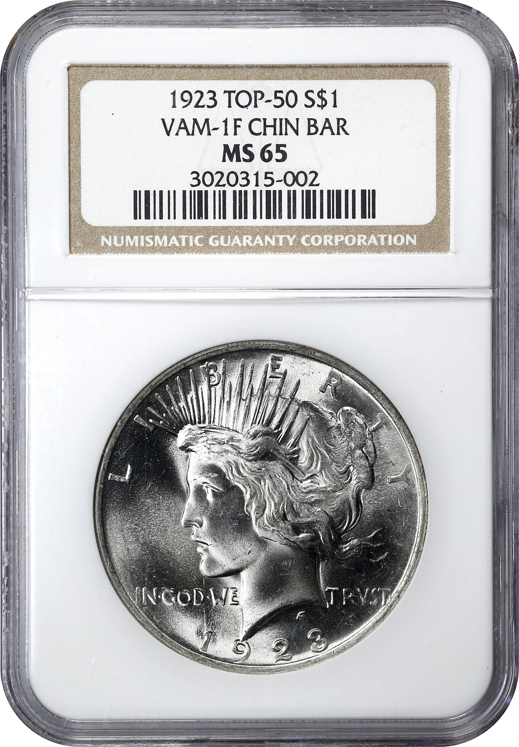 1923 $1  Chin Bar, VAM-1F MS65 thumbnail 3
