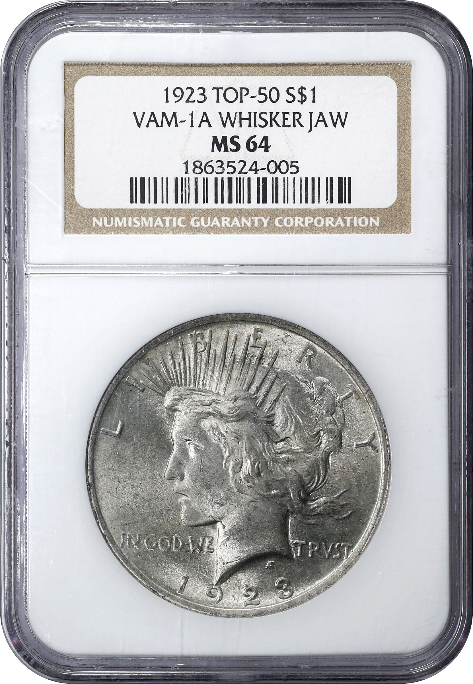 1923 $1  Whisker Jaw, VAM-1A1 MS64 thumbnail 3