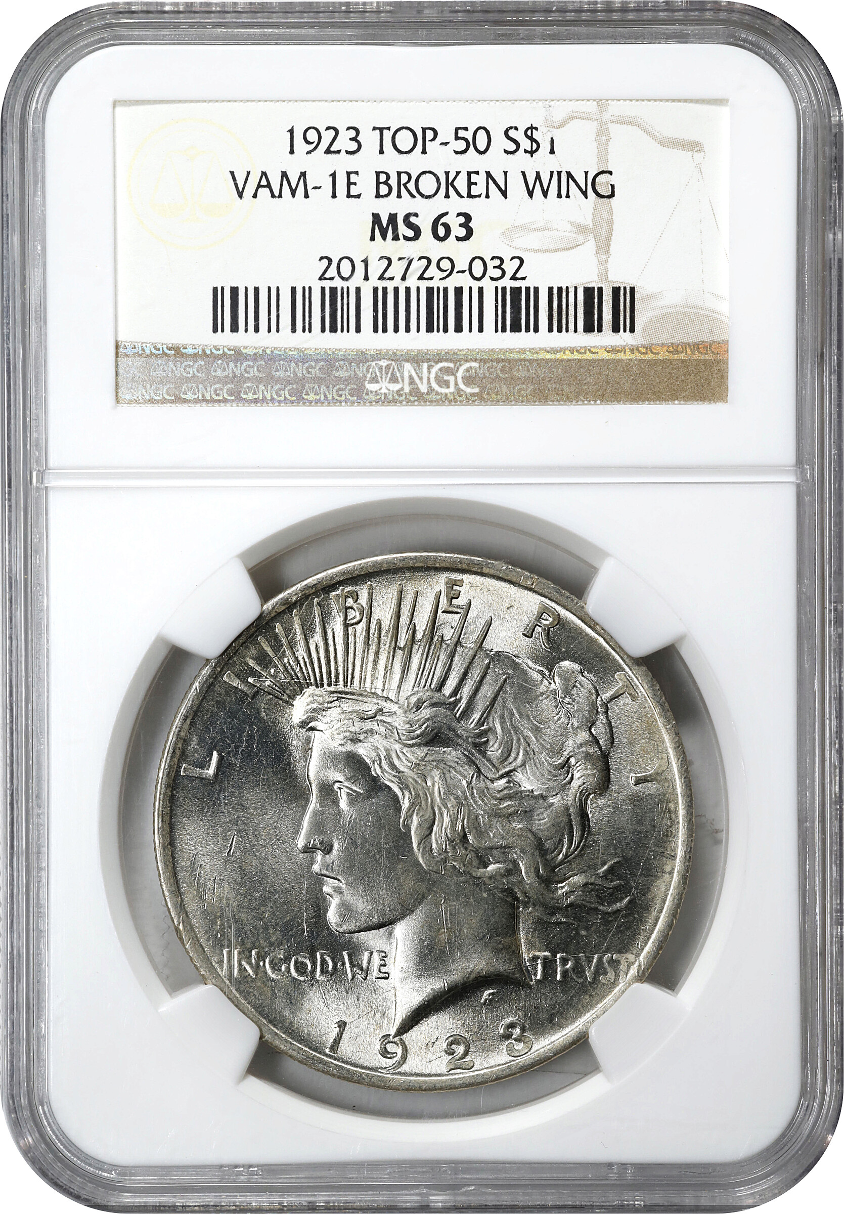 1923 $1  Broken Wing, VAM-1E MS63 thumbnail 3