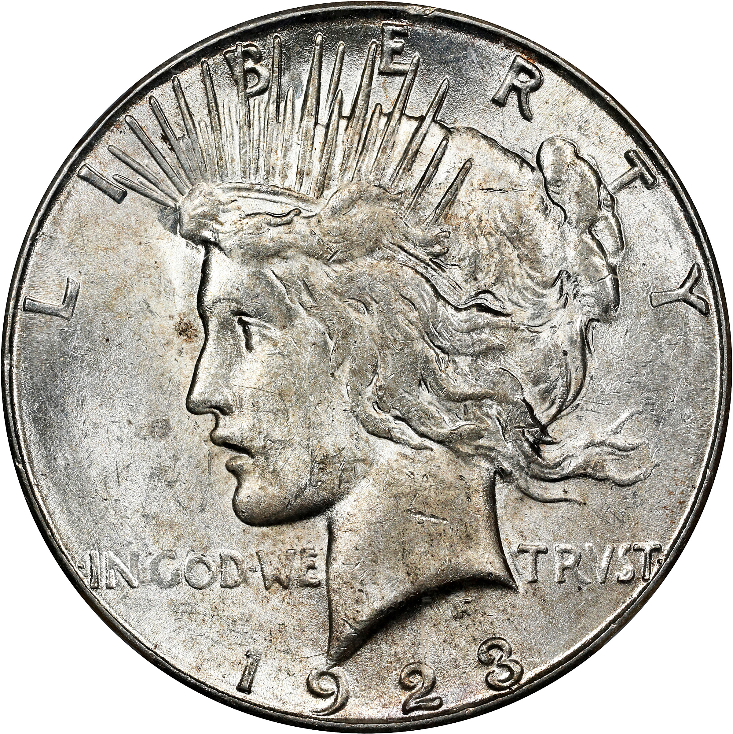 1923-S Peace Silver Dollar. VAM-1C. Top 50 Variety. Pitted Reverse. MS-61 (NGC).
