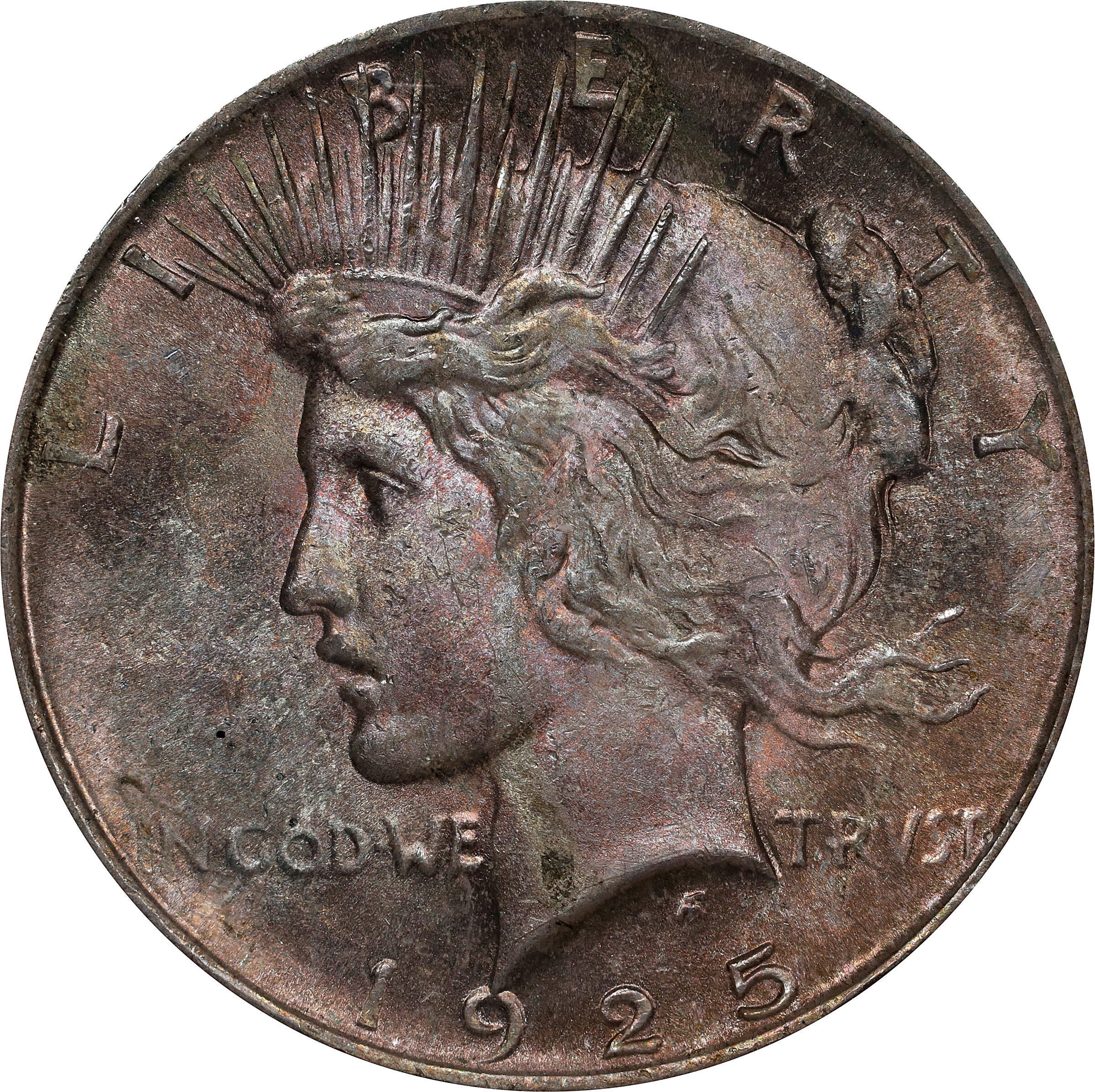 1925 Peace Silver Dollar. VAM-5. Top 50 Variety. Missing Ray. MS-64 (PCGS).
