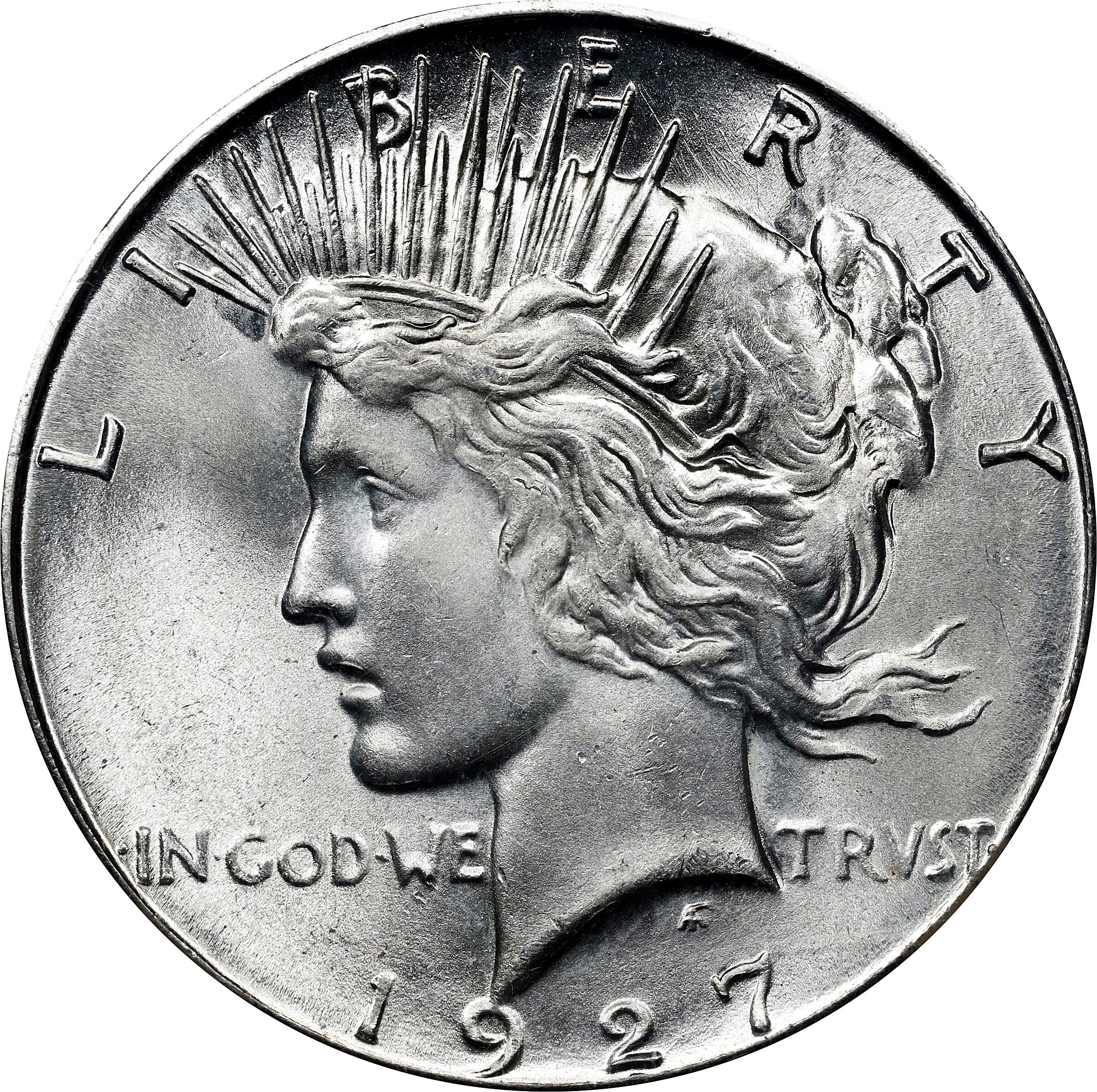 1927-S/S Peace Silver Dollar. VAM-3. Top 50 Variety. Repunched Mintmark, Doubled Die Reverse, Doubled Leaves. MS-64 (NGC).