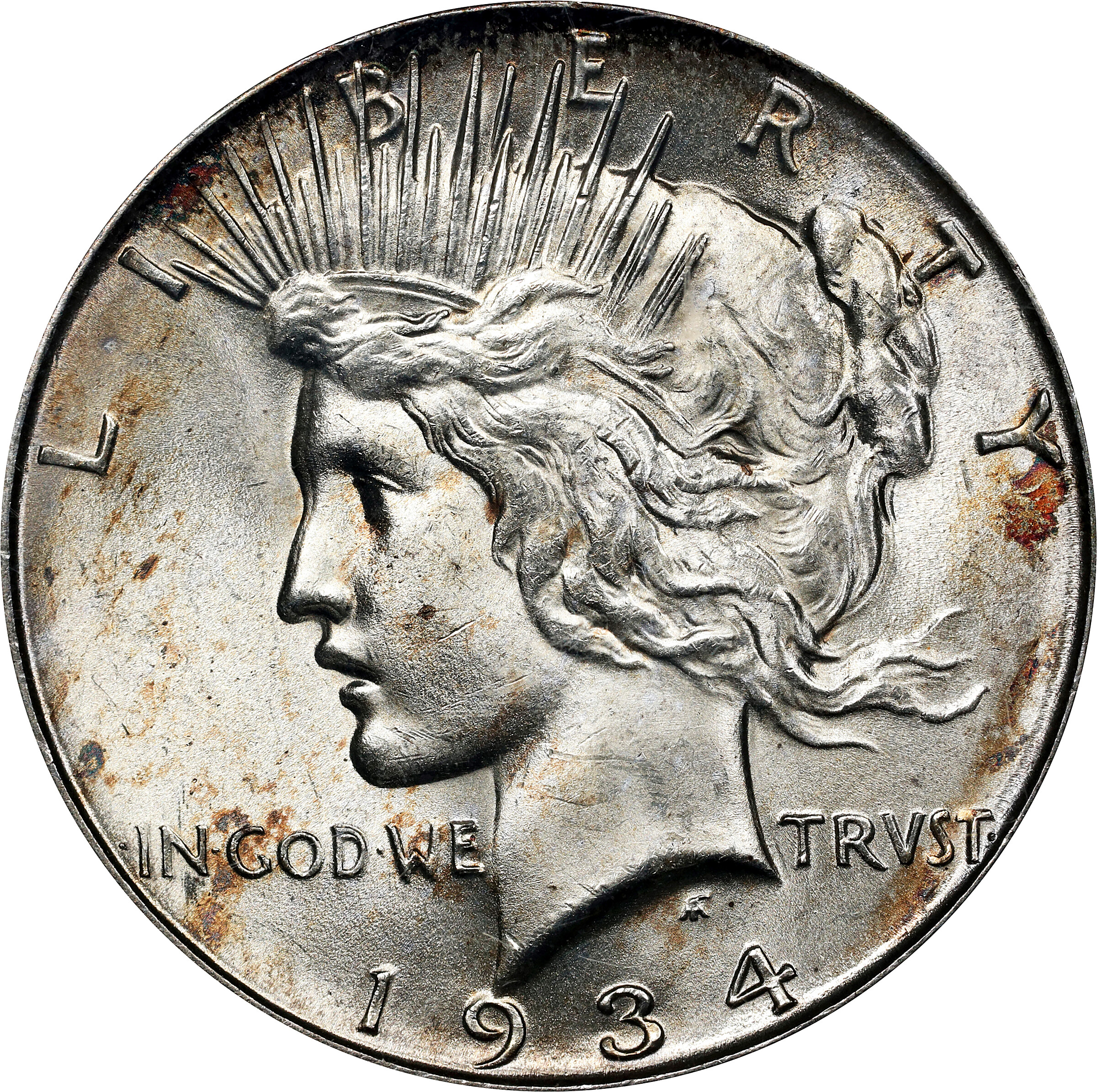 1934-D Peace Silver Dollar. VAM-3. Top 50 Variety. Doubled Die Obverse, Medium D. MS-64 (PCGS).