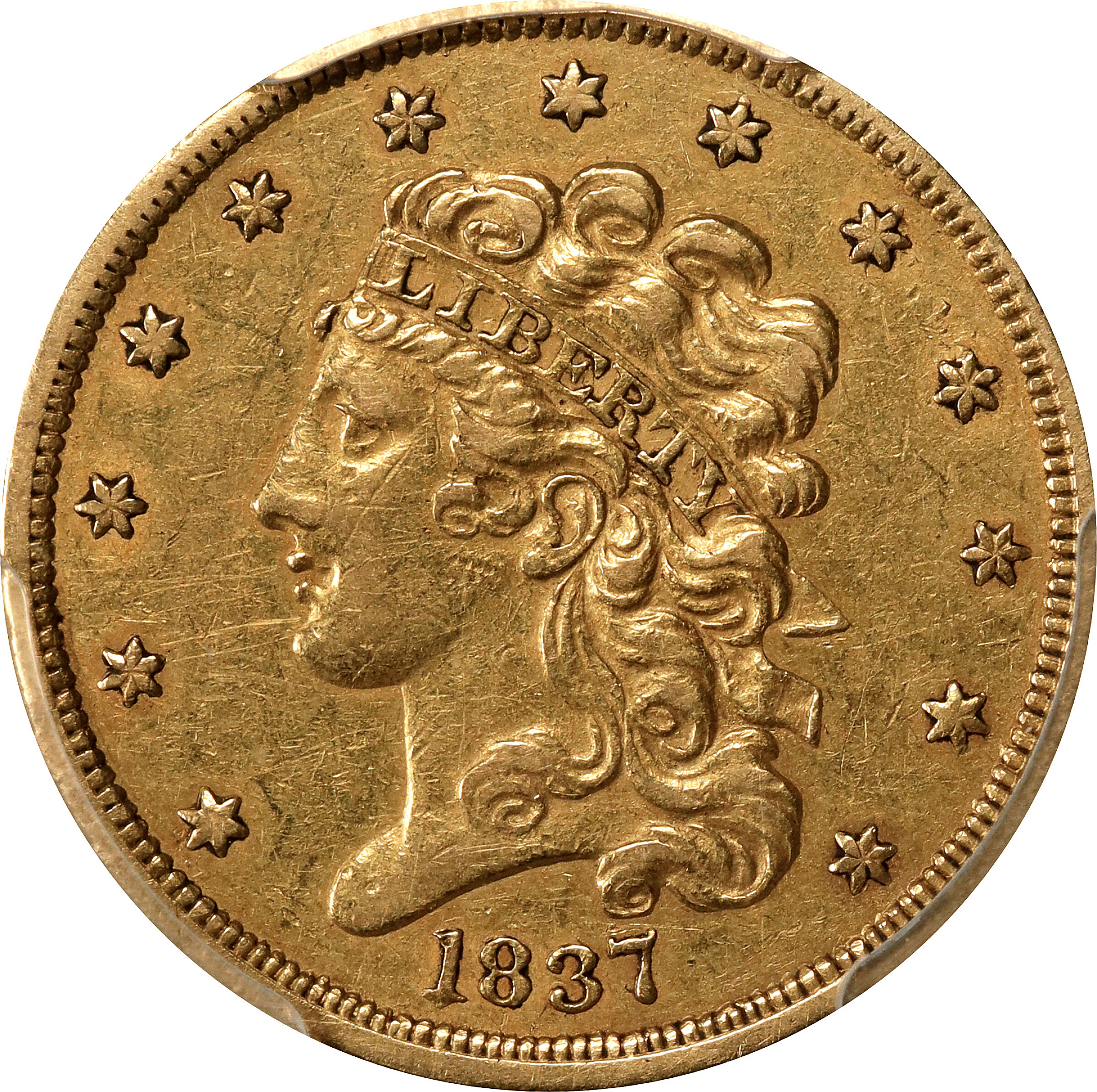 1837 Classic Head Half Eagle. EF-45 (PCGS).