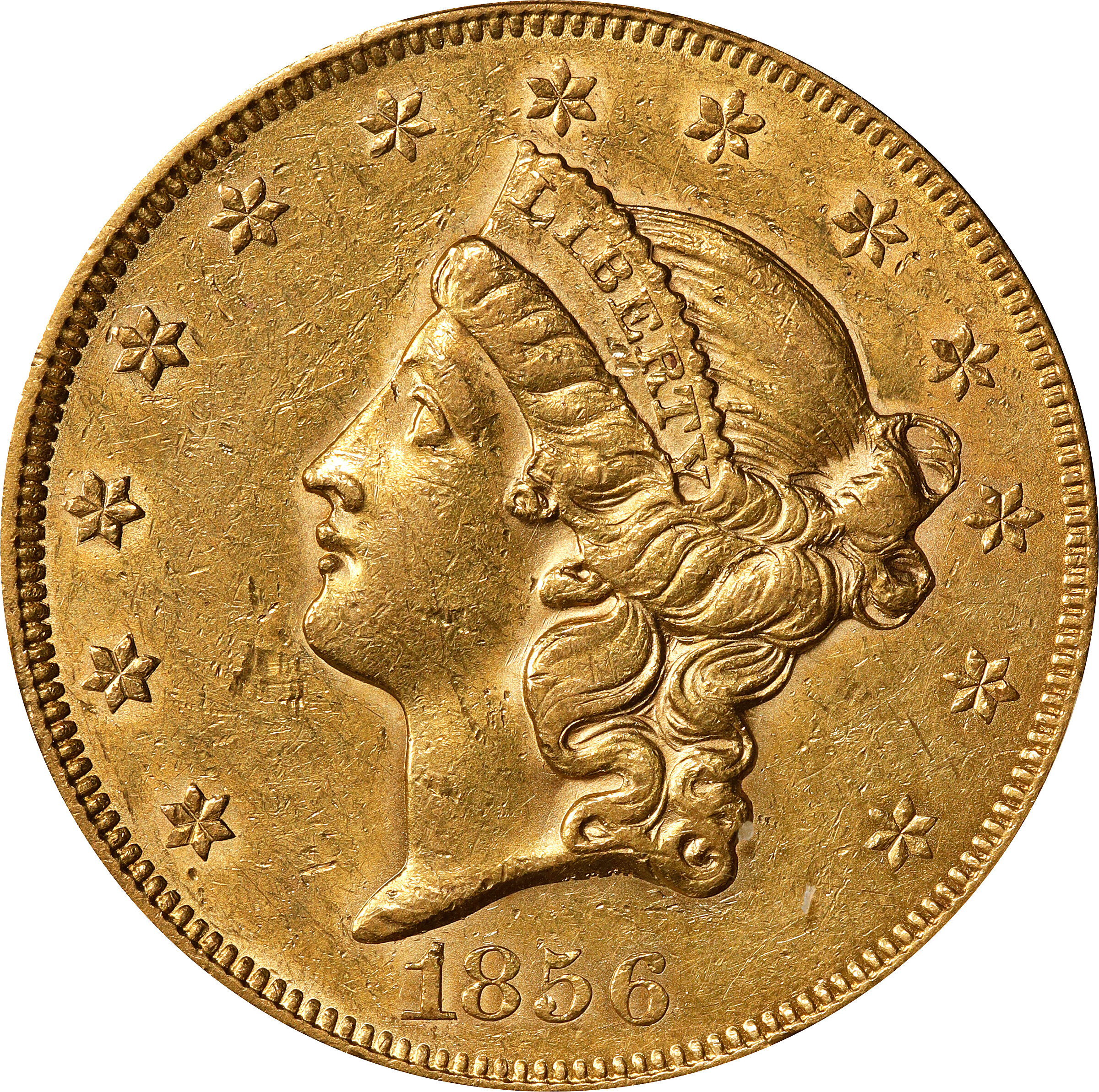 1856 Liberty Head Double Eagle. AU-53 (PCGS). CAC.