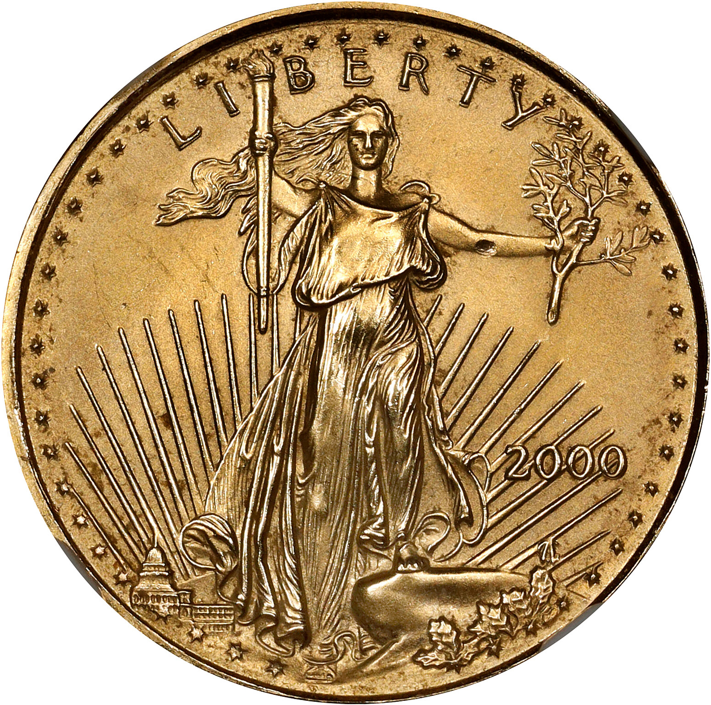 2000 Tenth-Ounce Gold Eagle. MS-68 (NGC).
