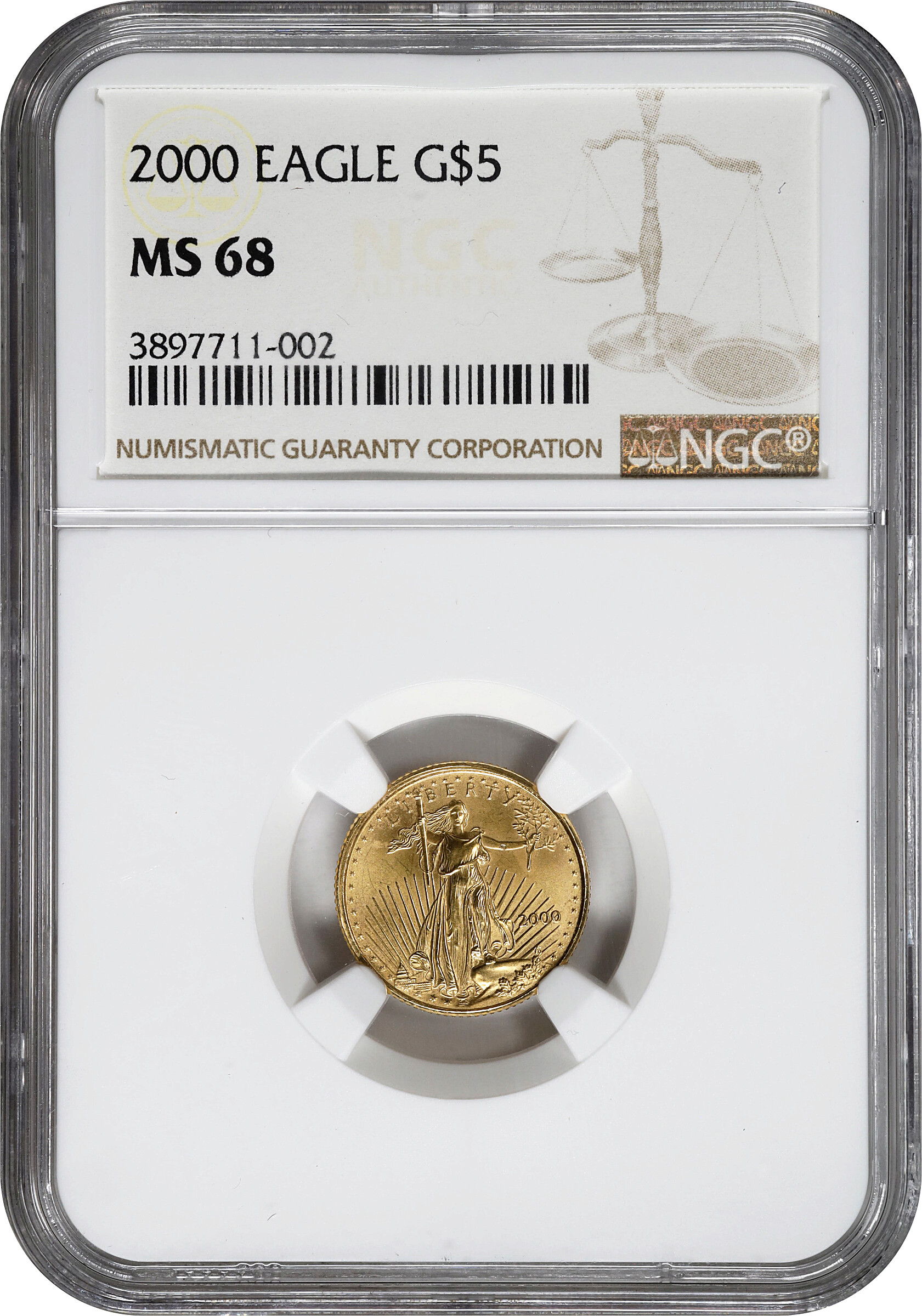 2000 $5  Gold Eagle MS68 thumbnail 3