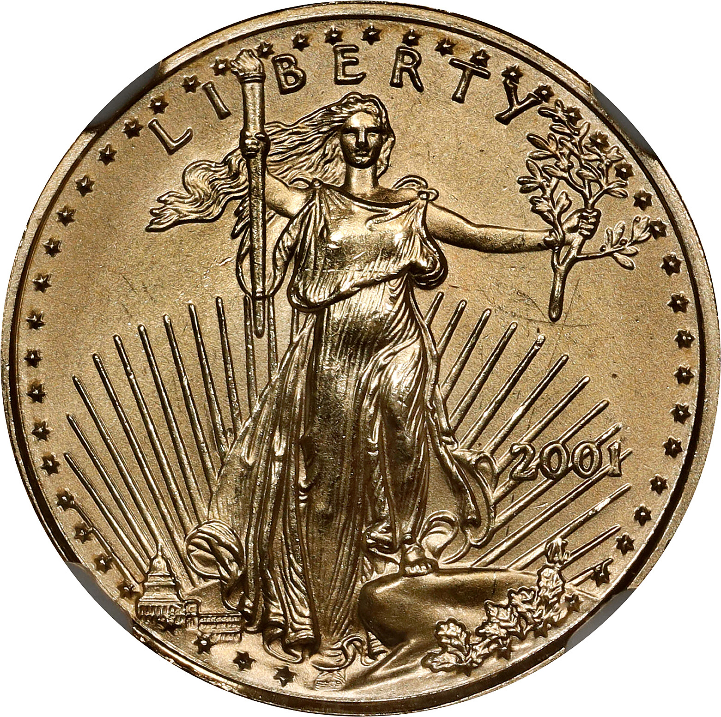 2001 Tenth-Ounce Gold Eagle. MS-64 (NGC).