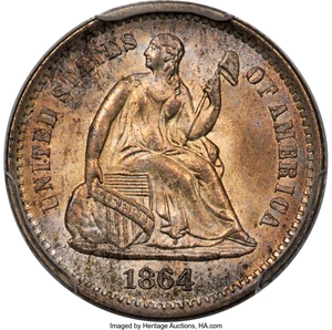 image for: 1864-S H10C MS66 PCGS. CAC....