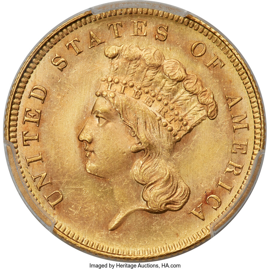 1862 $3 MS64+ PCGS. CAC....