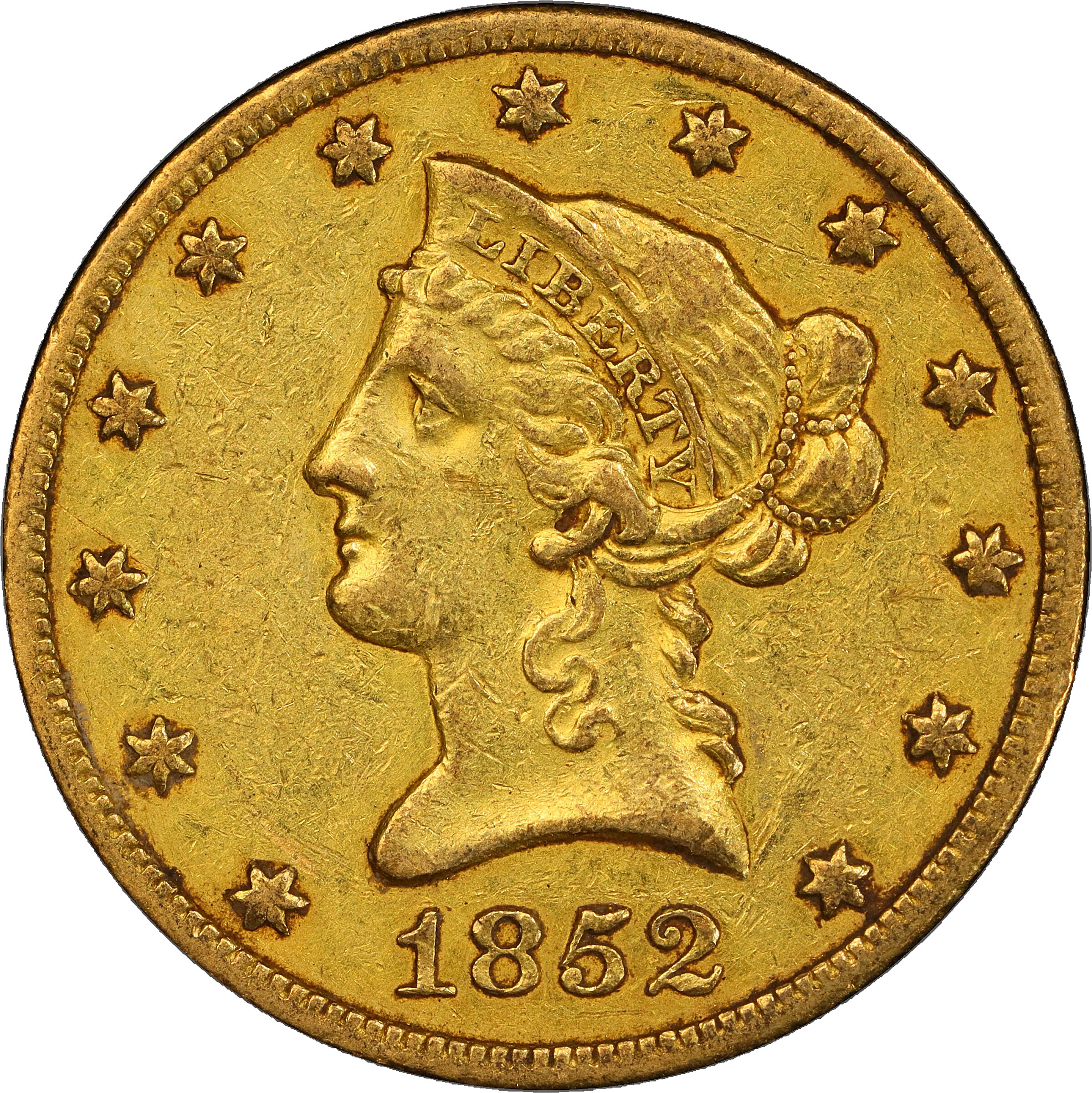1852-O Liberty Head Eagle. Winter-2. EF-45 (PCGS). CAC.