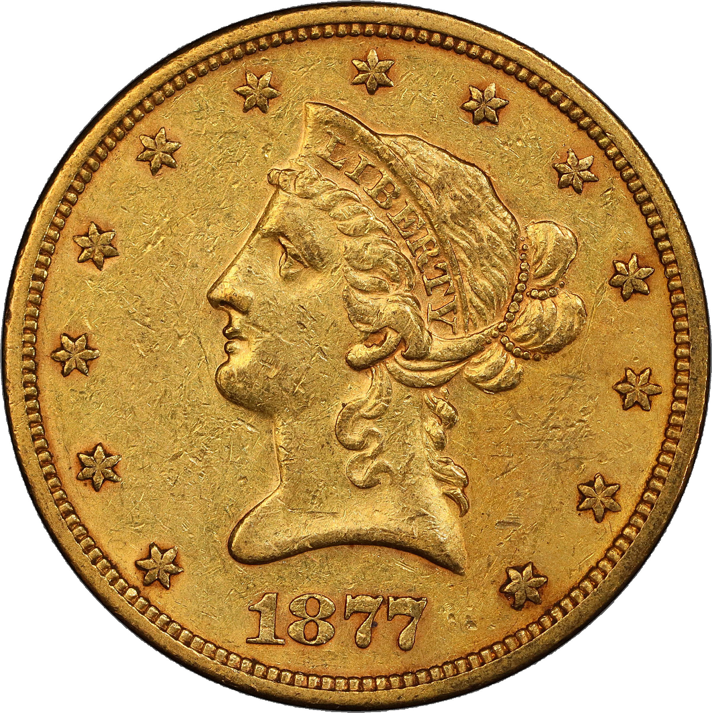 1877-S Liberty Head Eagle. AU-50 (PCGS).