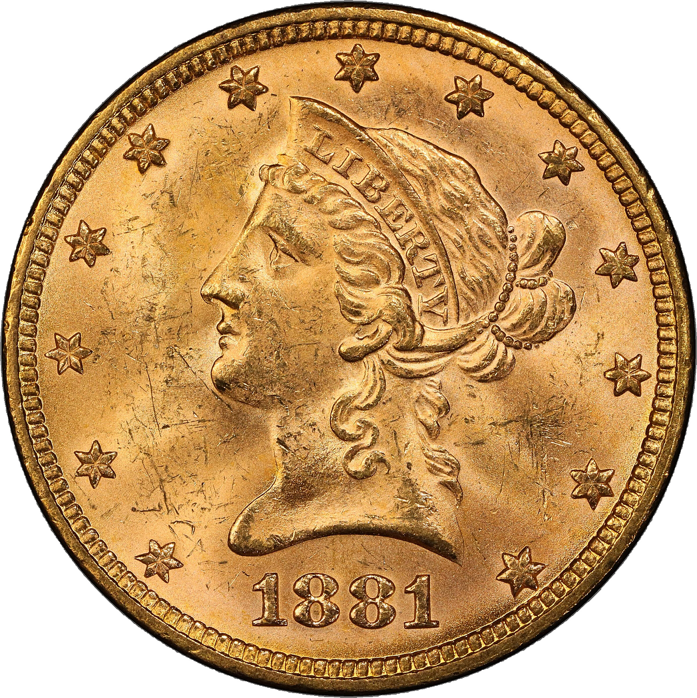1881 Liberty Head Eagle. MS-64 (PCGS).