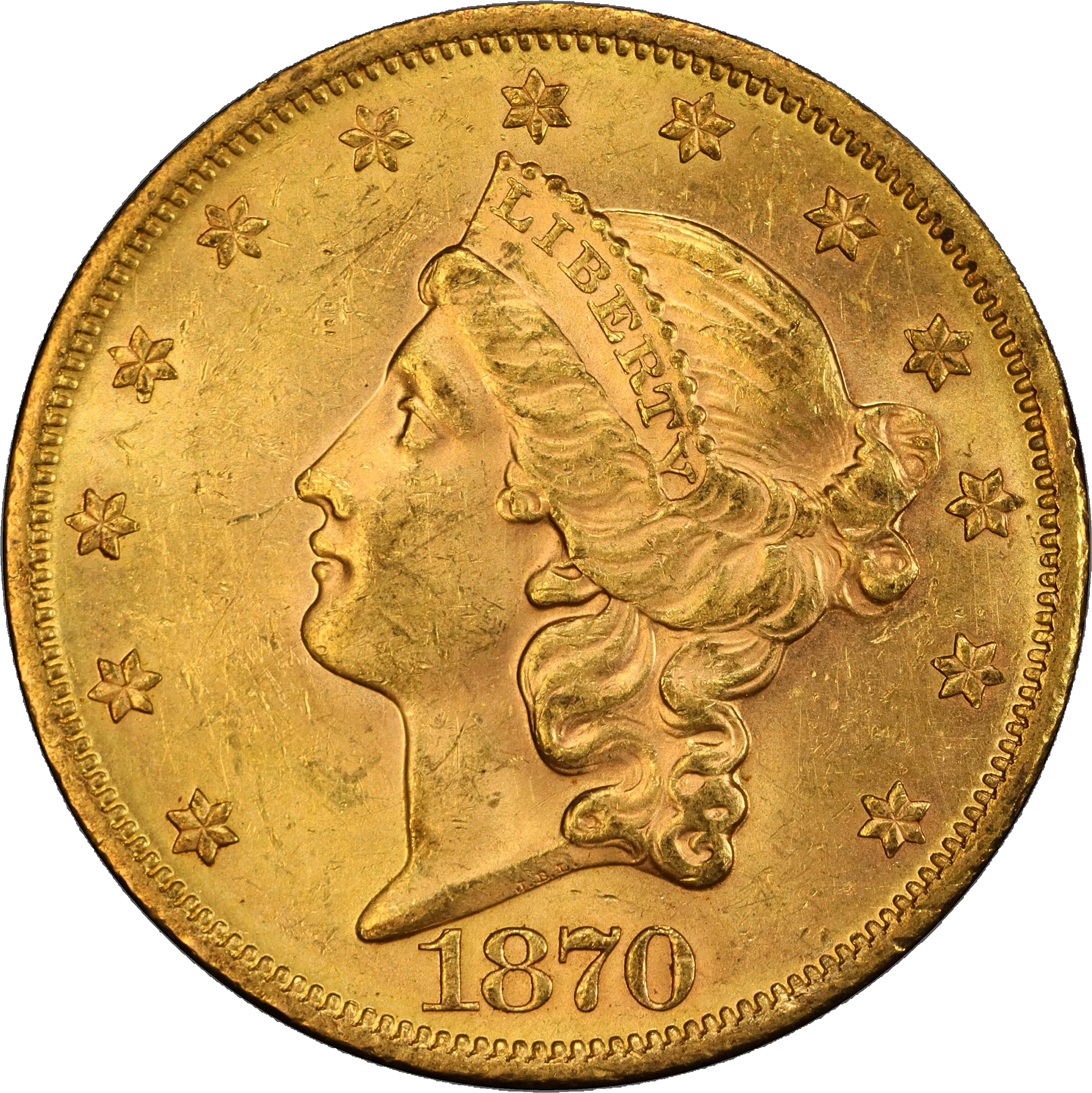 1870 Liberty Head Double Eagle. MS-62 (PCGS).
