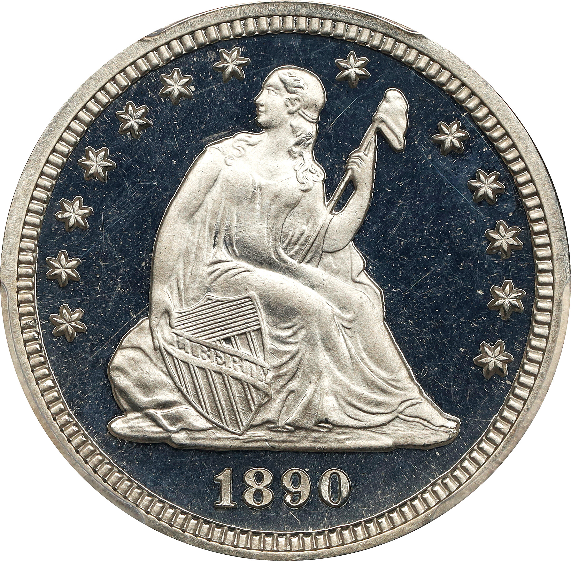 1890 Liberty Seated Quarter. Proof-66+ Deep Cameo (PCGS). CAC.