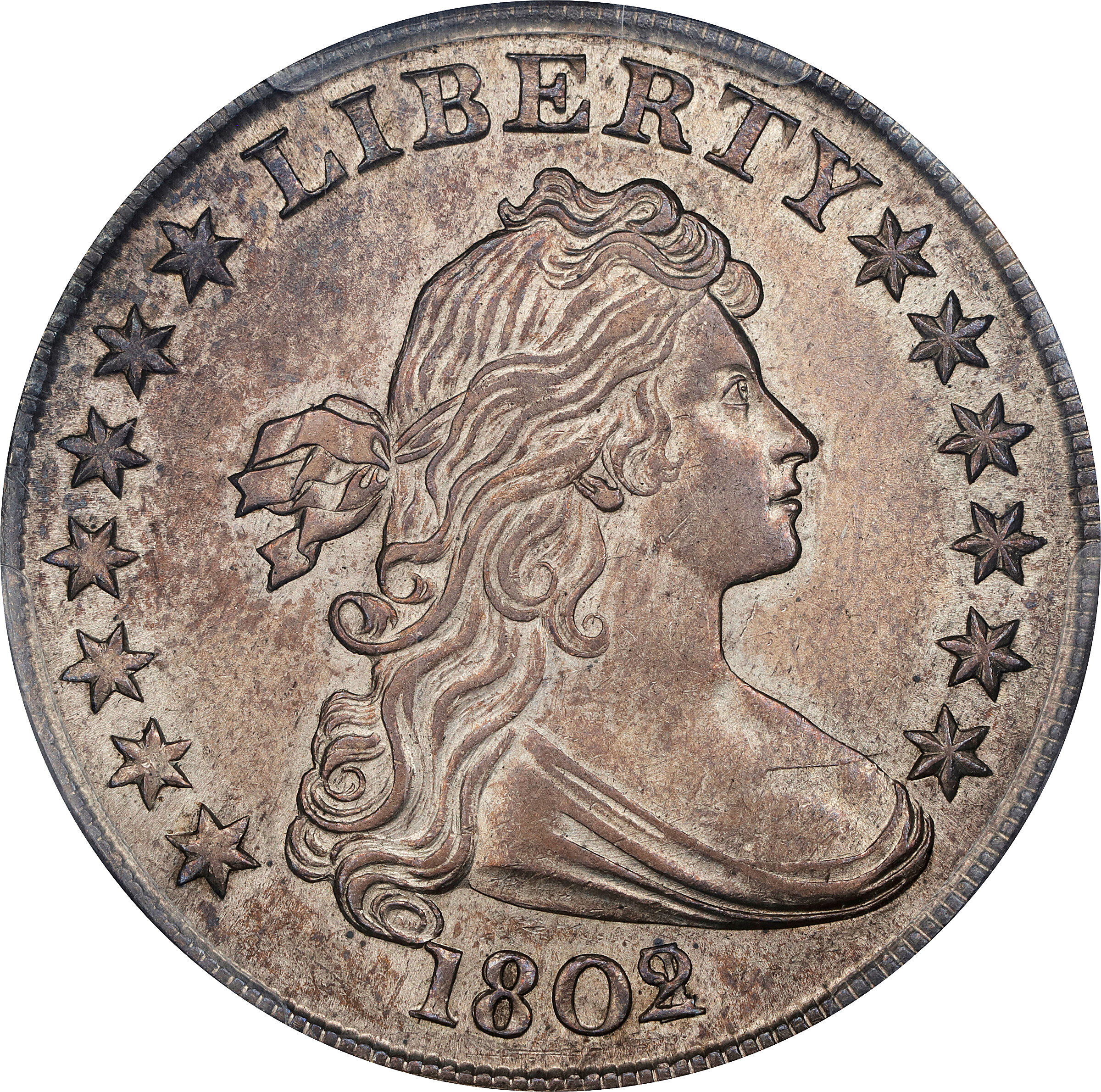 1802/1 Draped Bust Silver Dollar. BB-232, B-4. Rarity-4. Narrow Date. MS-62 (PCGS).