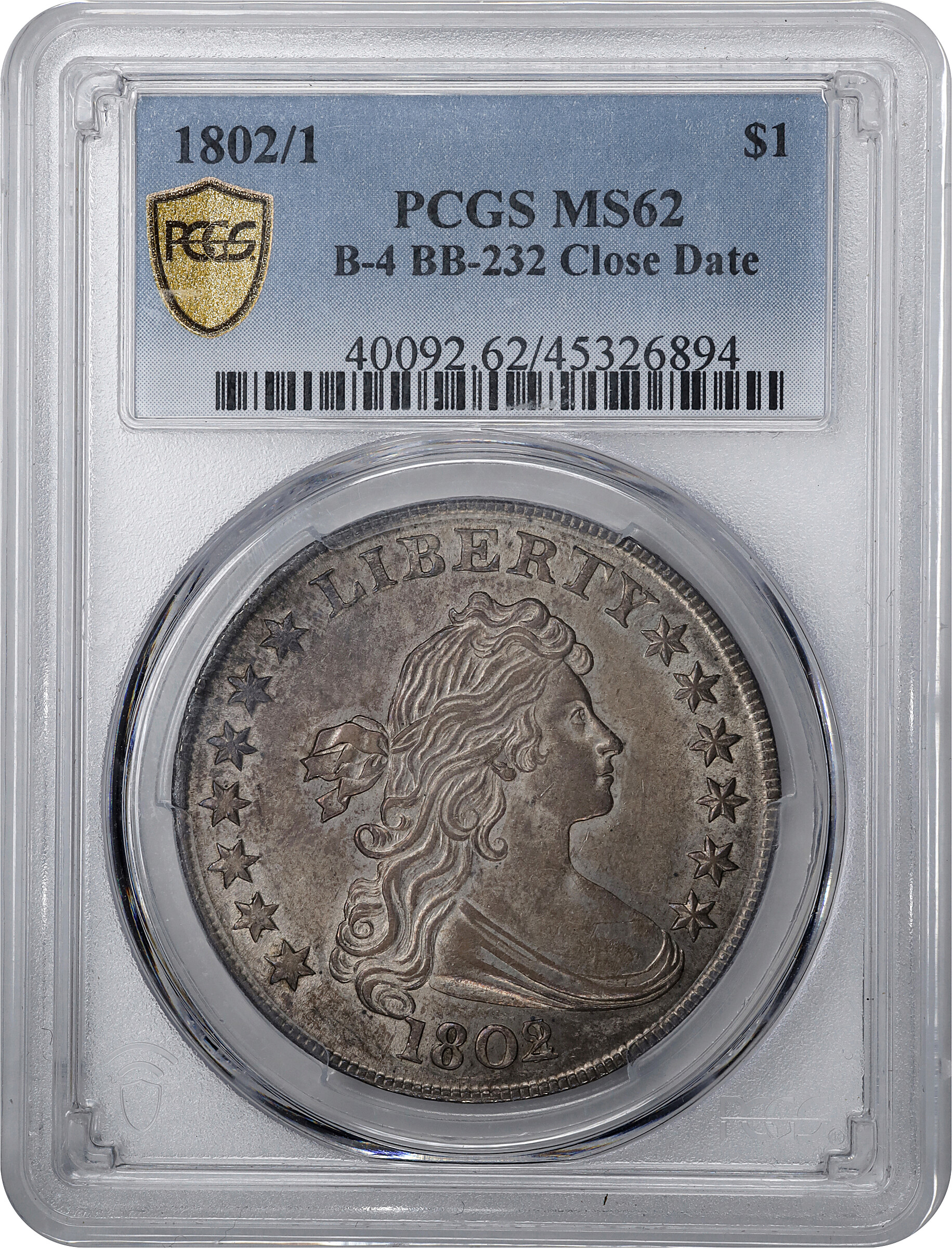 1802/1 $1  Narrow Date, B-4, BB-232 MS60 thumbnail 8