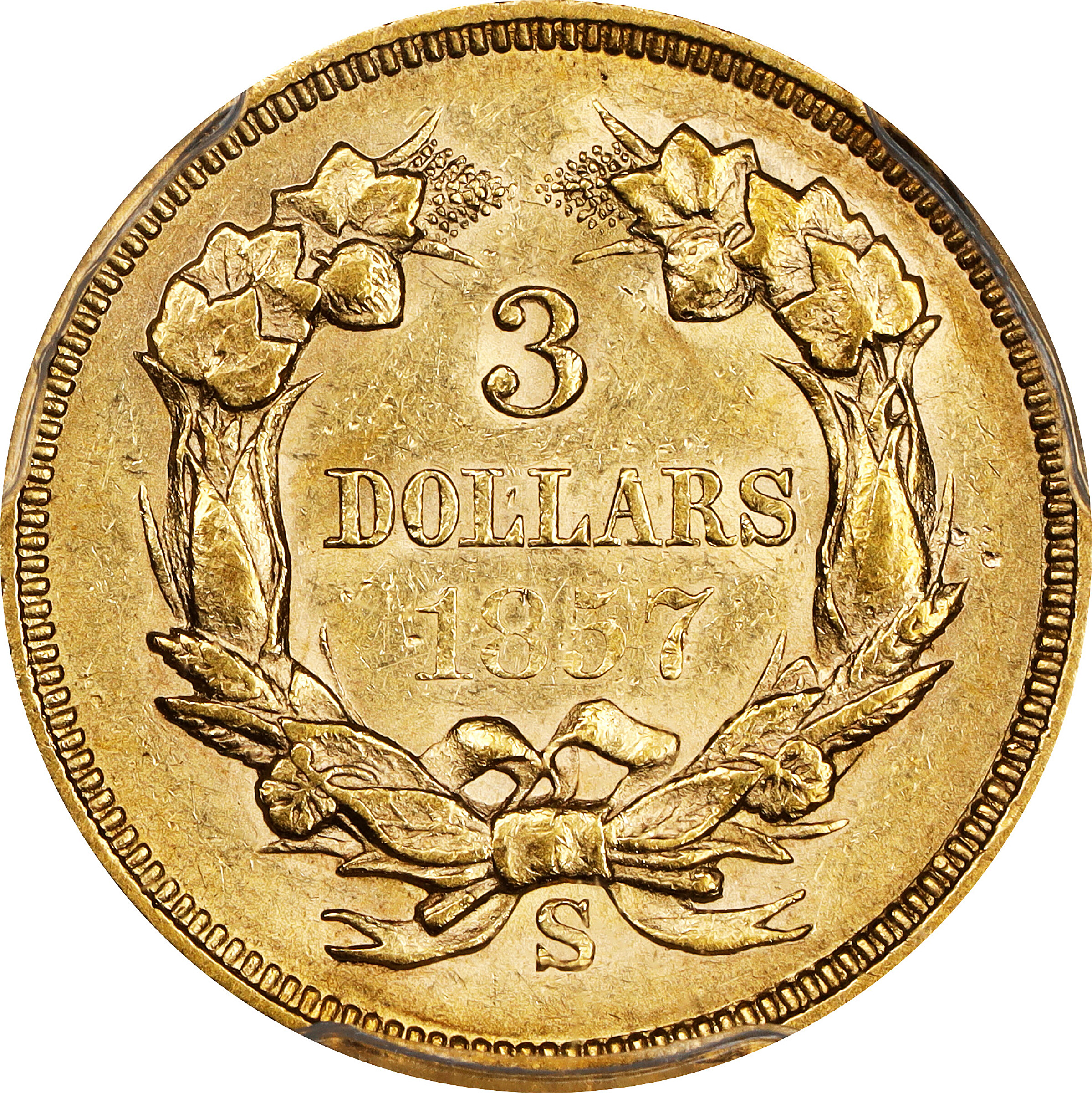 1857-S $3 AU58 thumbnail 2