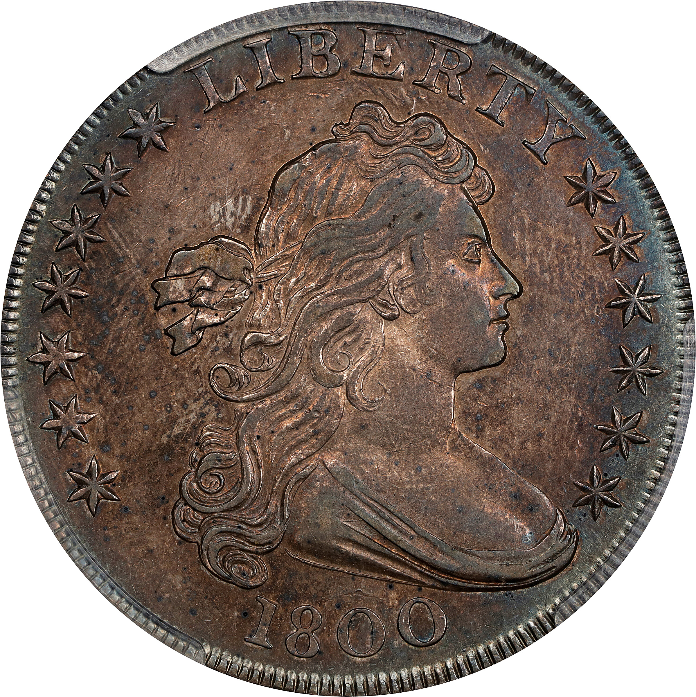 1800 Draped Bust Silver Dollar. BB-193, B-13. Rarity-4. AU-55 (PCGS).