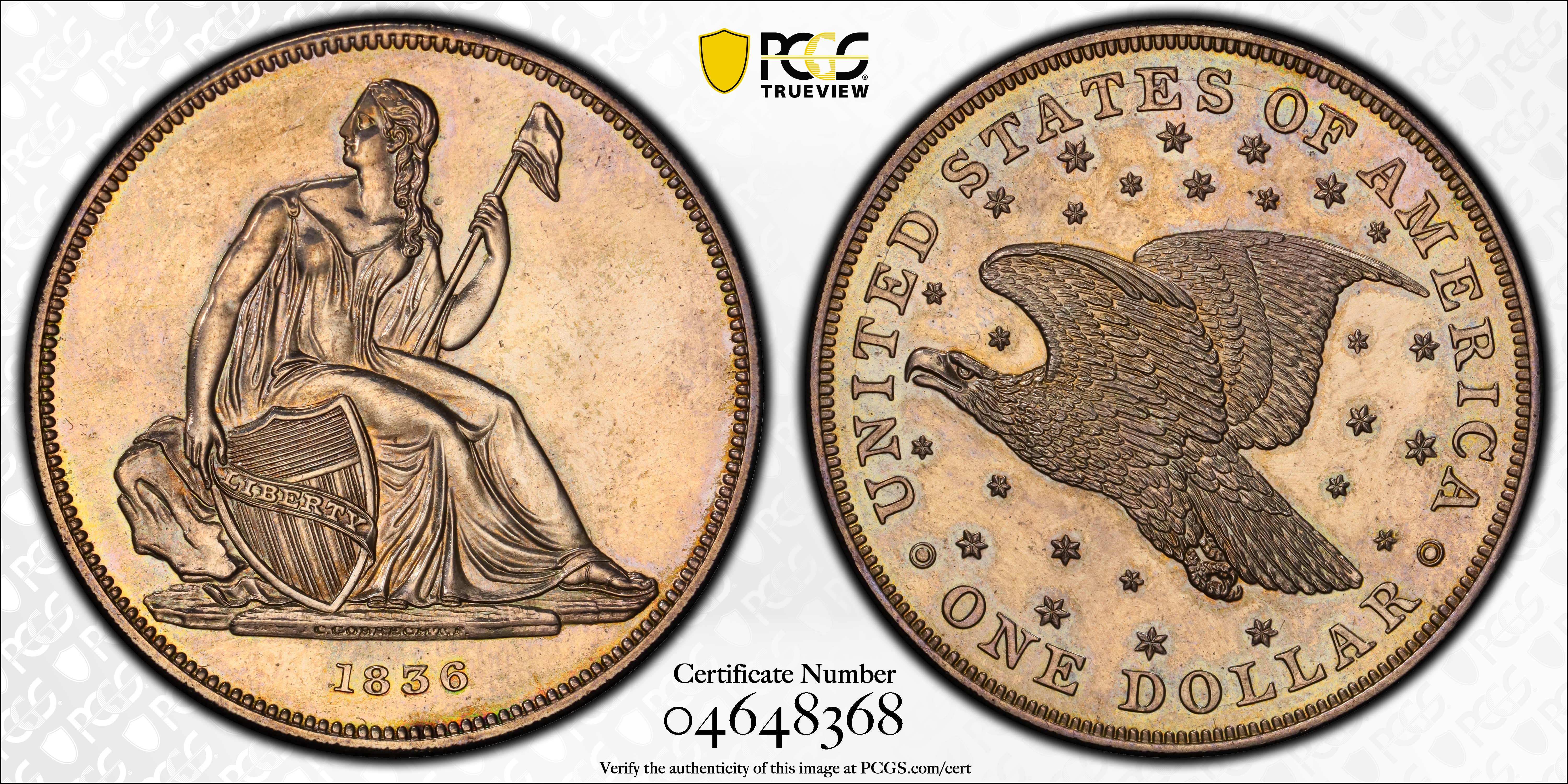 1836 $1  Gobrecht, No Stars Obverse, Restrike, Plain Edge, J-60 PR thumbnail 16