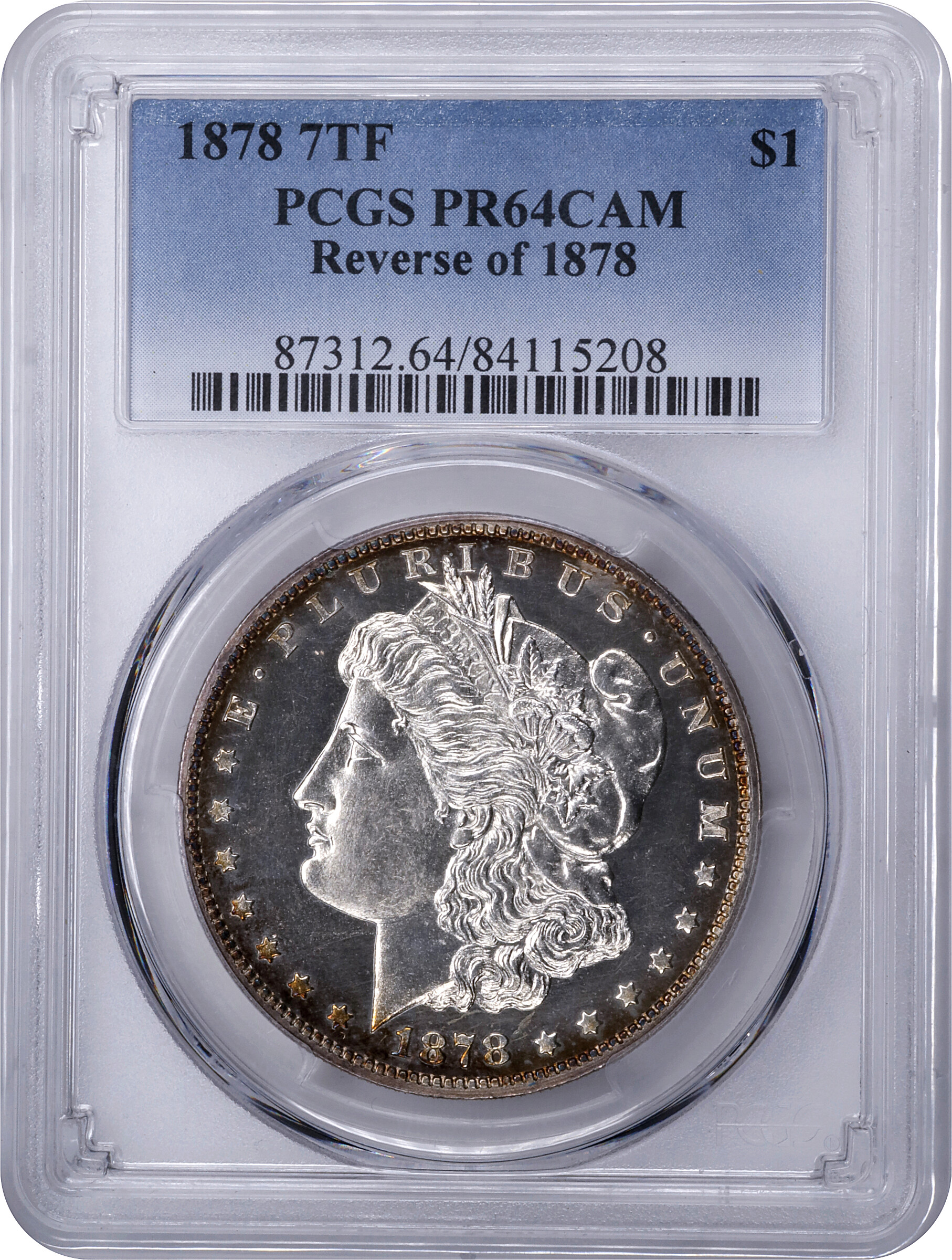 1878 7TF $1  Reverse of 1878 PR CAM PR64 CAM thumbnail 3