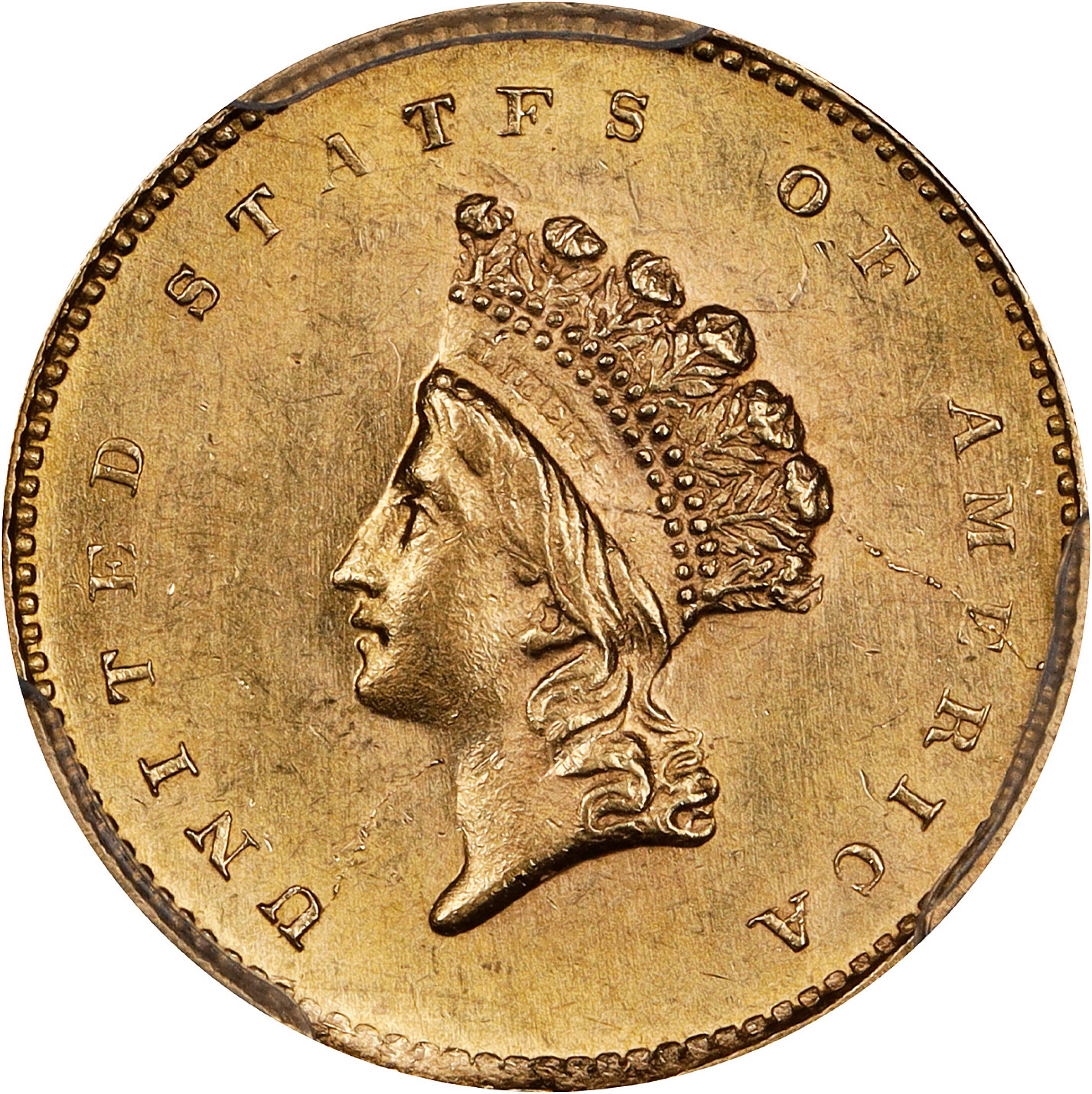 1856-S/S Gold Dollar. Type II. FS-501. Repunched Mintmark. MS-63 (PCGS).