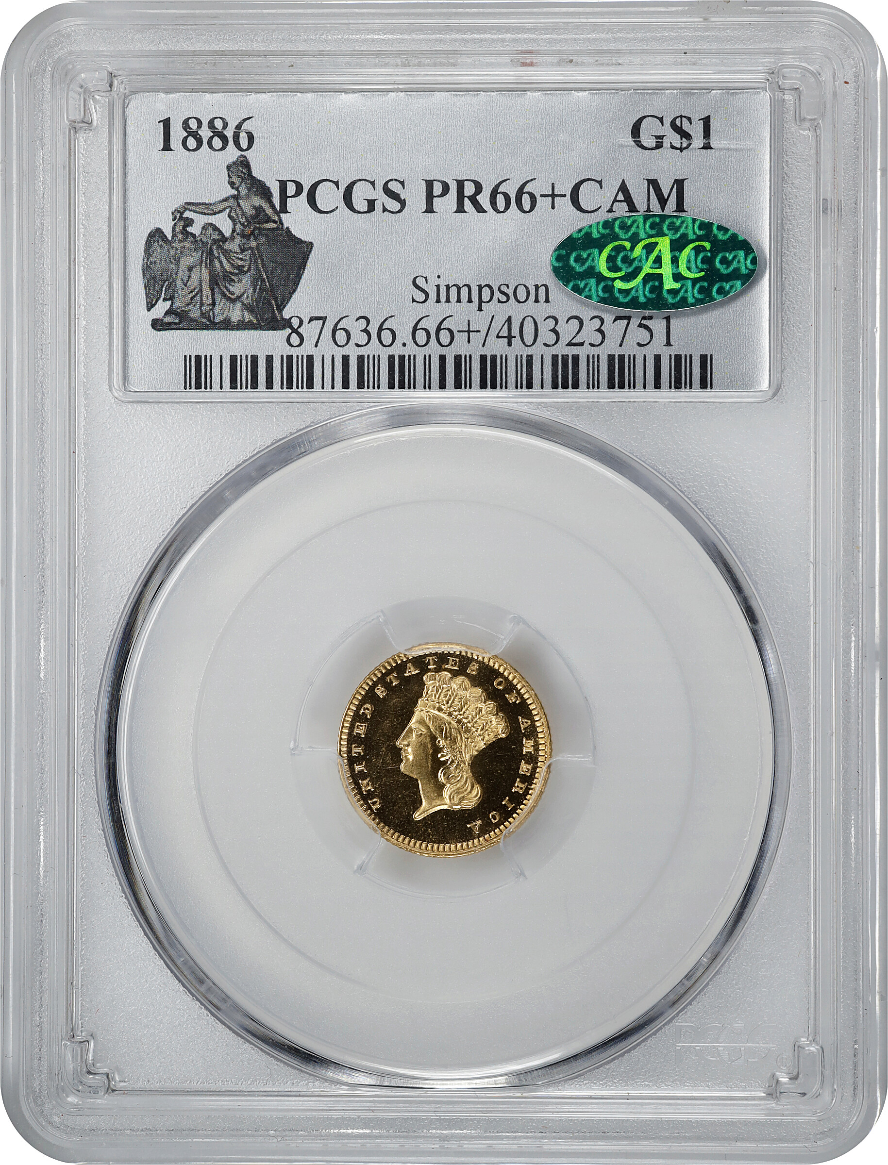1886 G$1 PR CAM PR66 CAM thumbnail 15