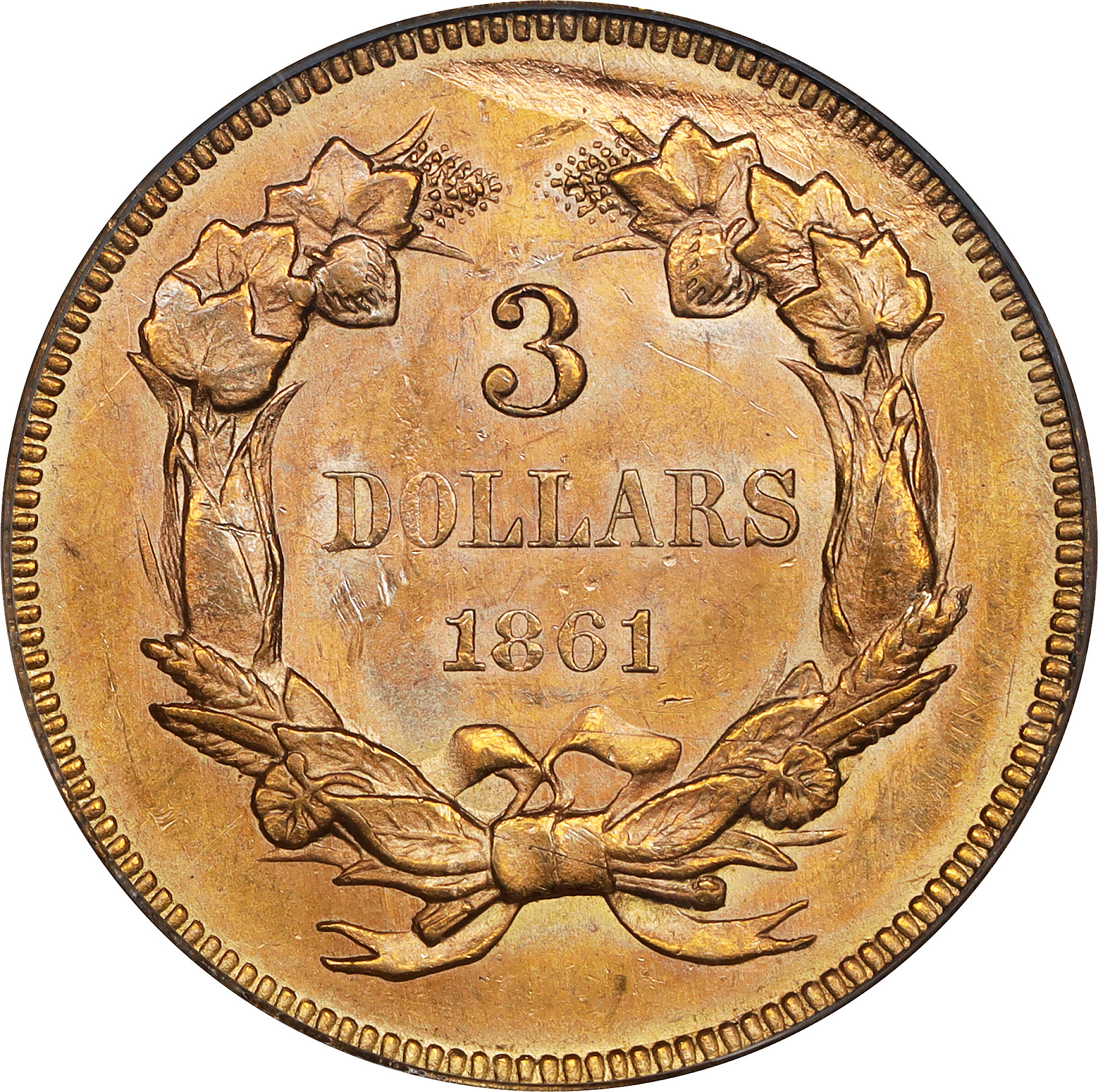 1861 $3 MS66 thumbnail 22
