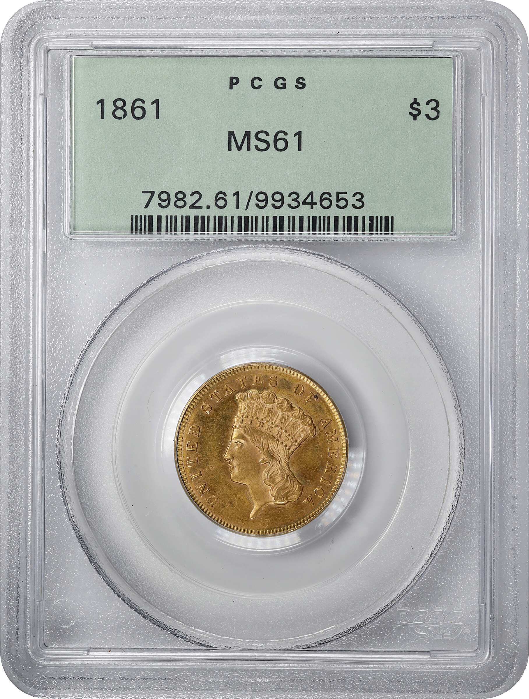 1861 $3 MS66 thumbnail 23