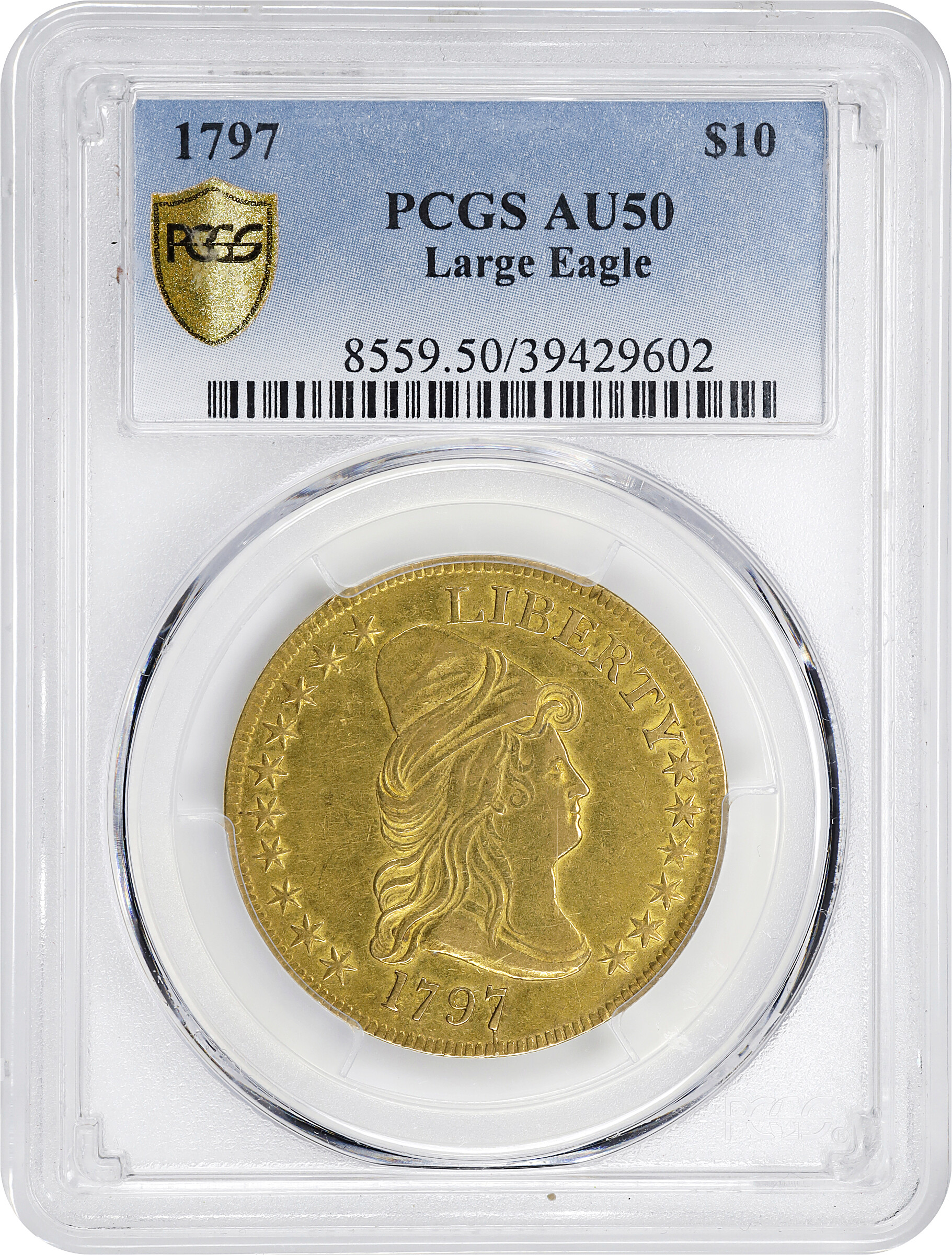 1797 $10  Large Eagle AU50 CAC thumbnail 3