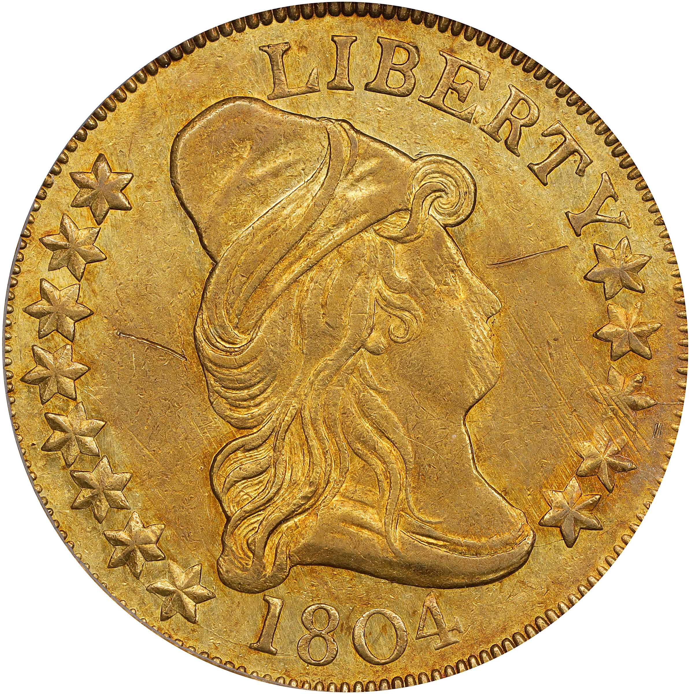 1804 Capped Bust Right Eagle. BD-1, Taraszka-31. Rarity-4+. Crosslet 4. EF-45 (PCGS).