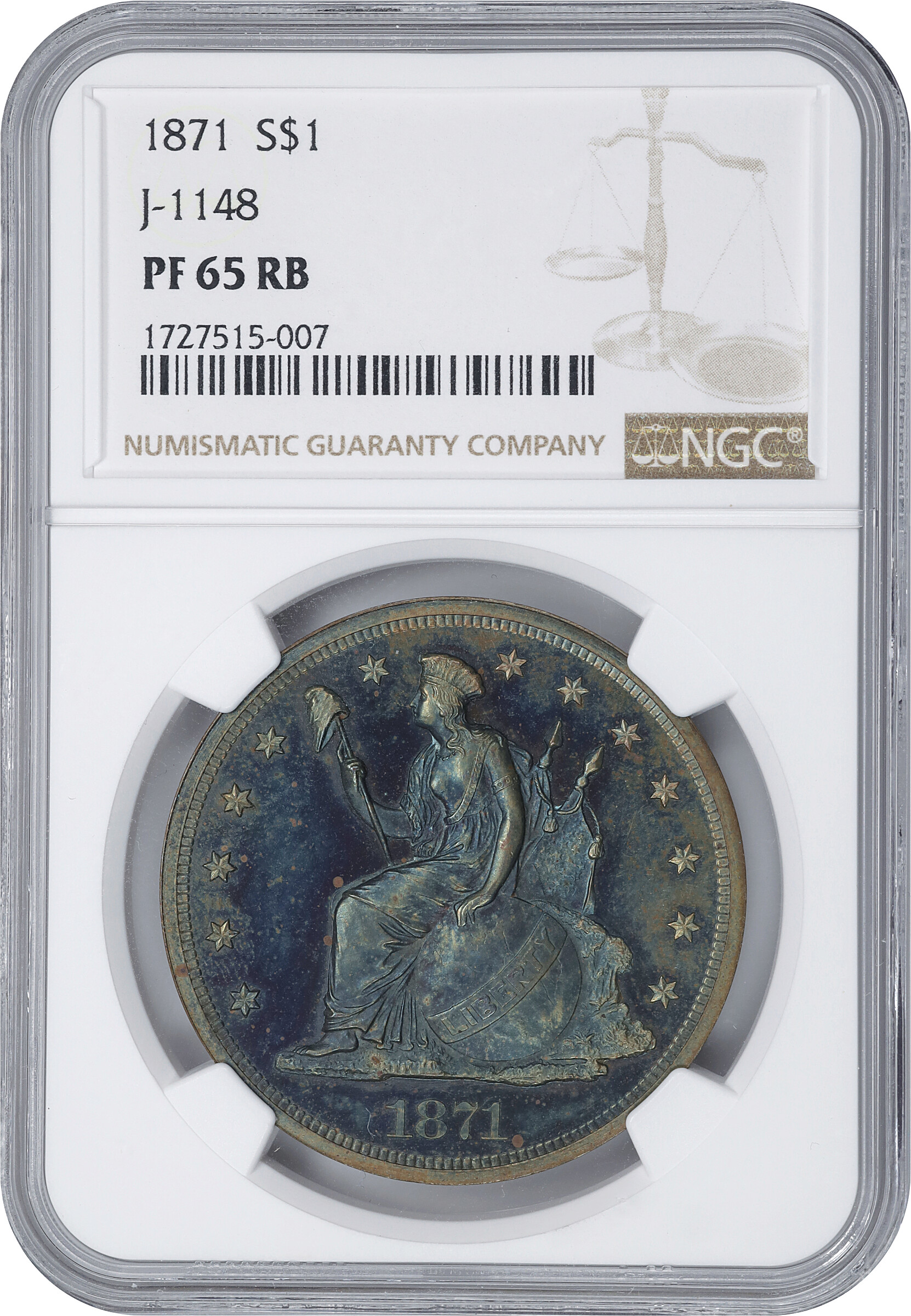 1871 P$1 Copper, J-1148 PR RB thumbnail 12