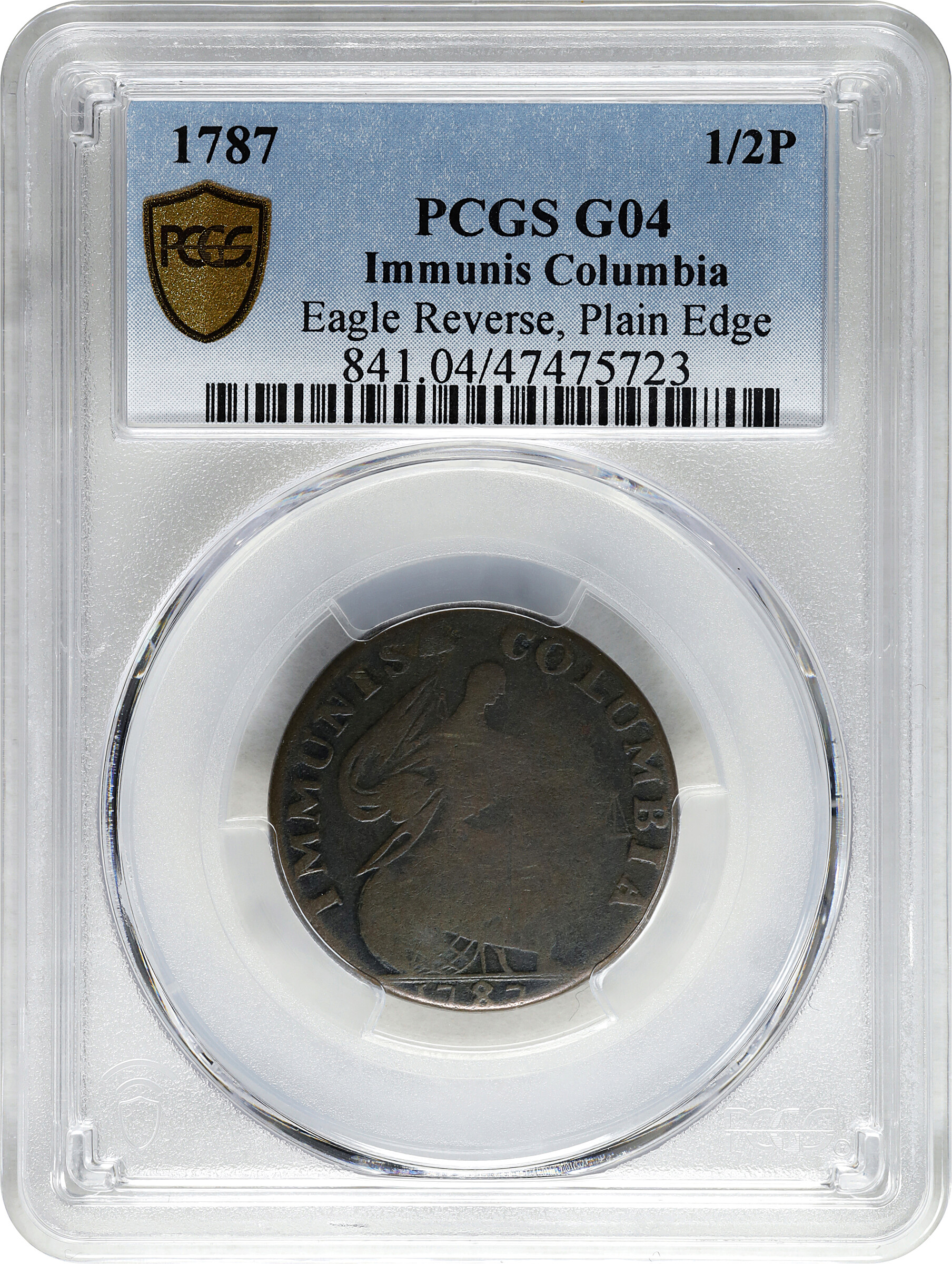 1787 Copper IMMUNIS COLUMBIA, Eagle Reverse, Plain Edge MS BN VG10 BN thumbnail 9